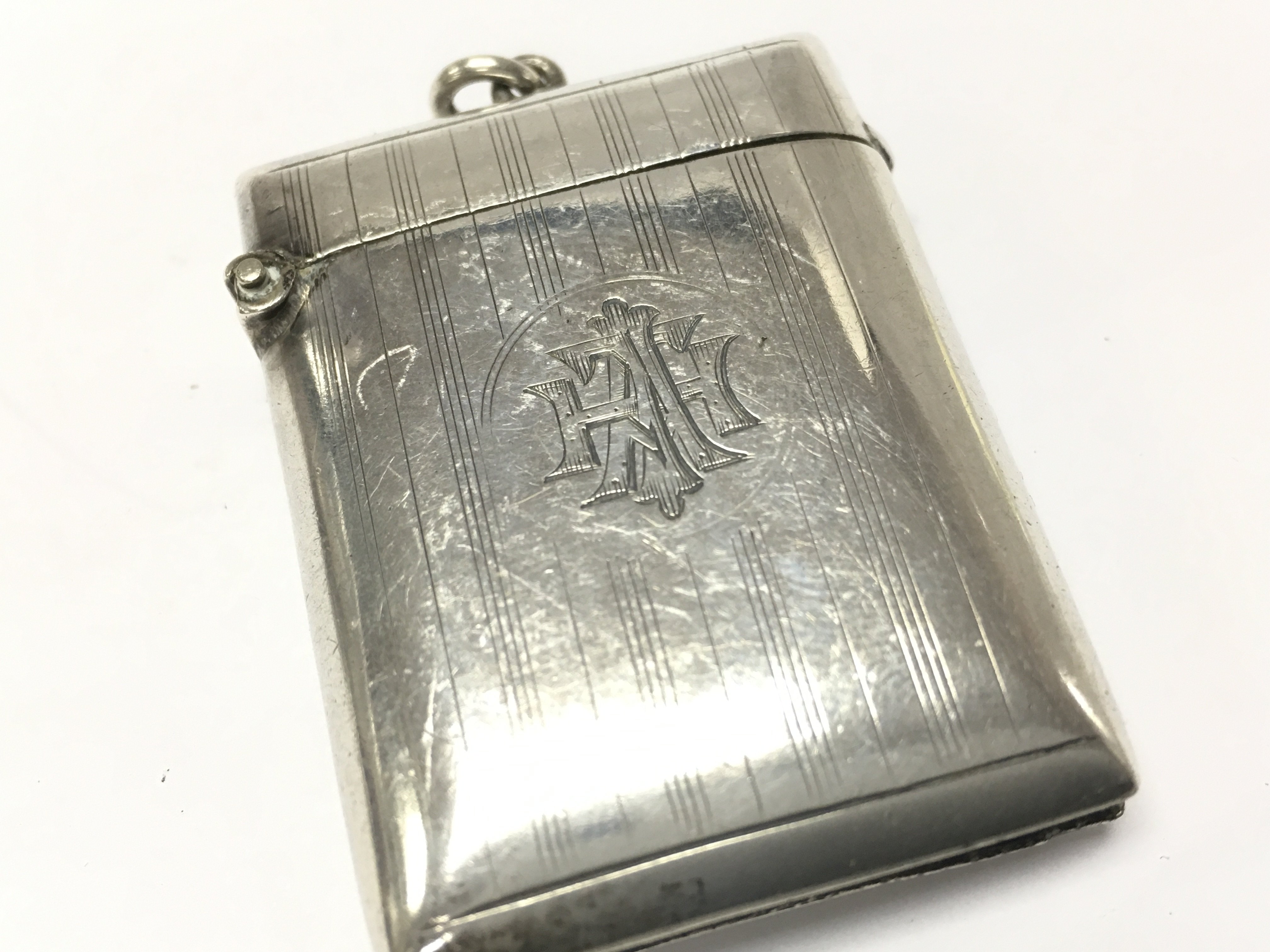 A silver Vesta case , Birmingham hallmarked . Postage category A