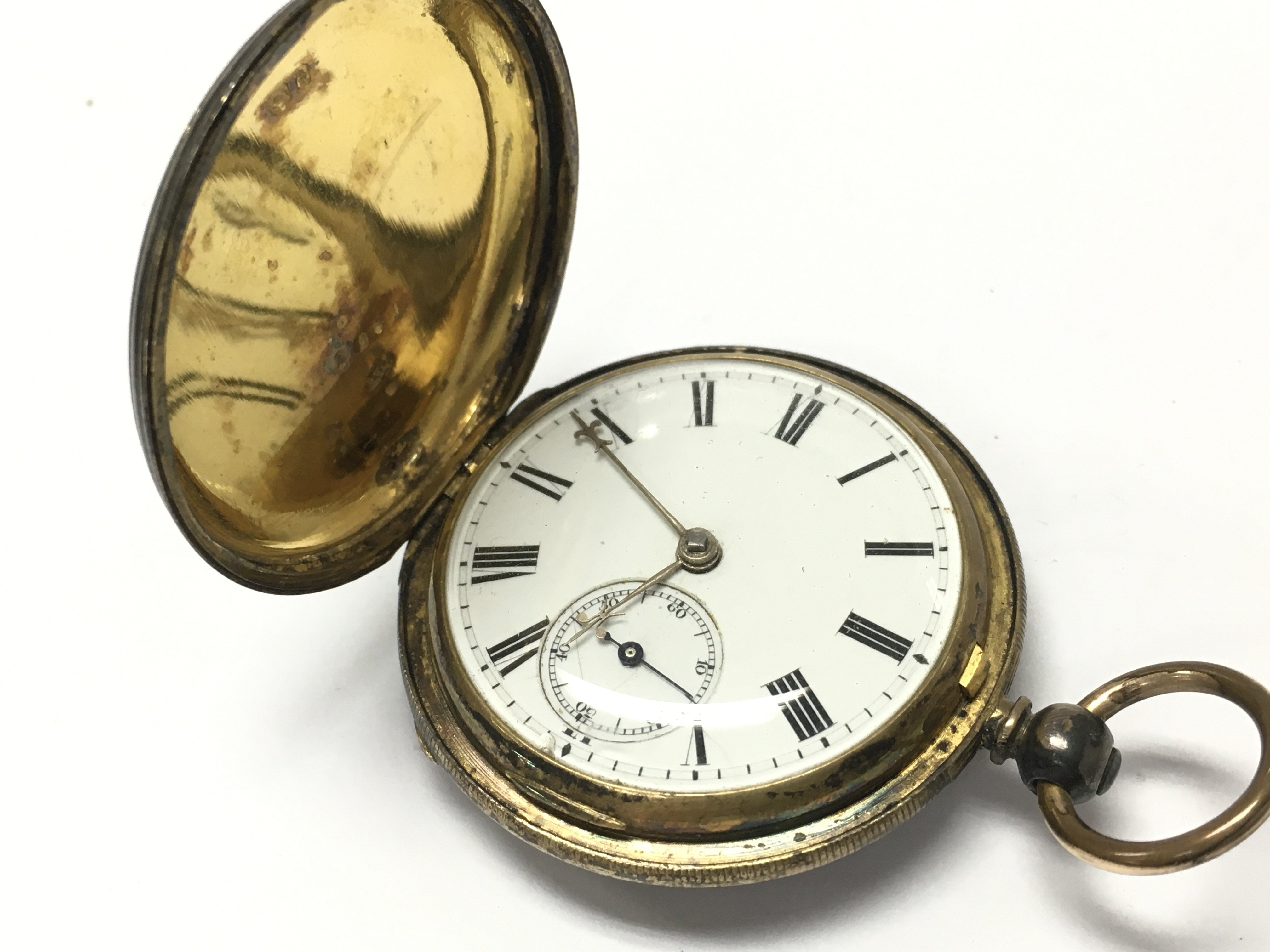 A full hunter silver pocket watch