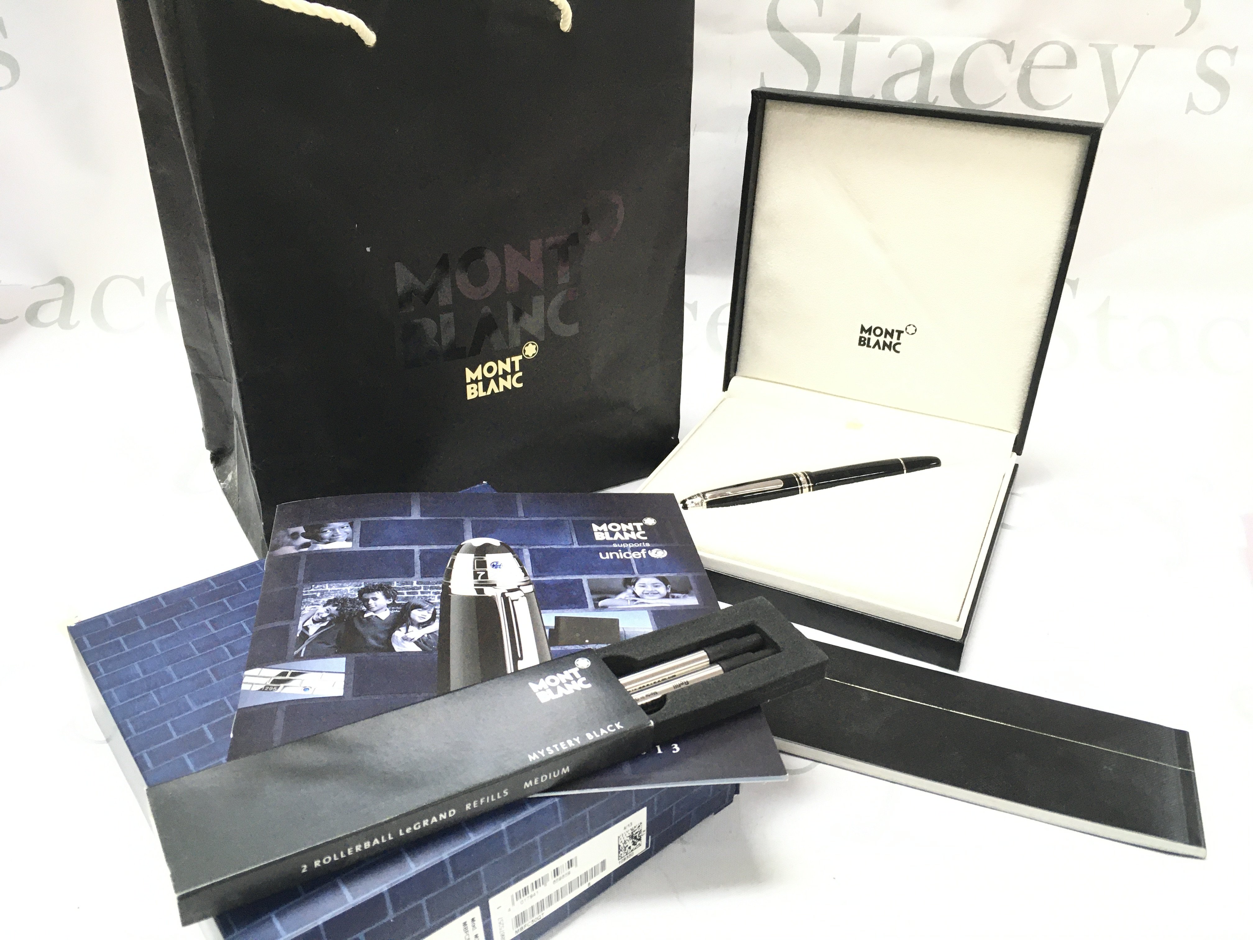A cased Mont Blanc unicef pen , postage category B