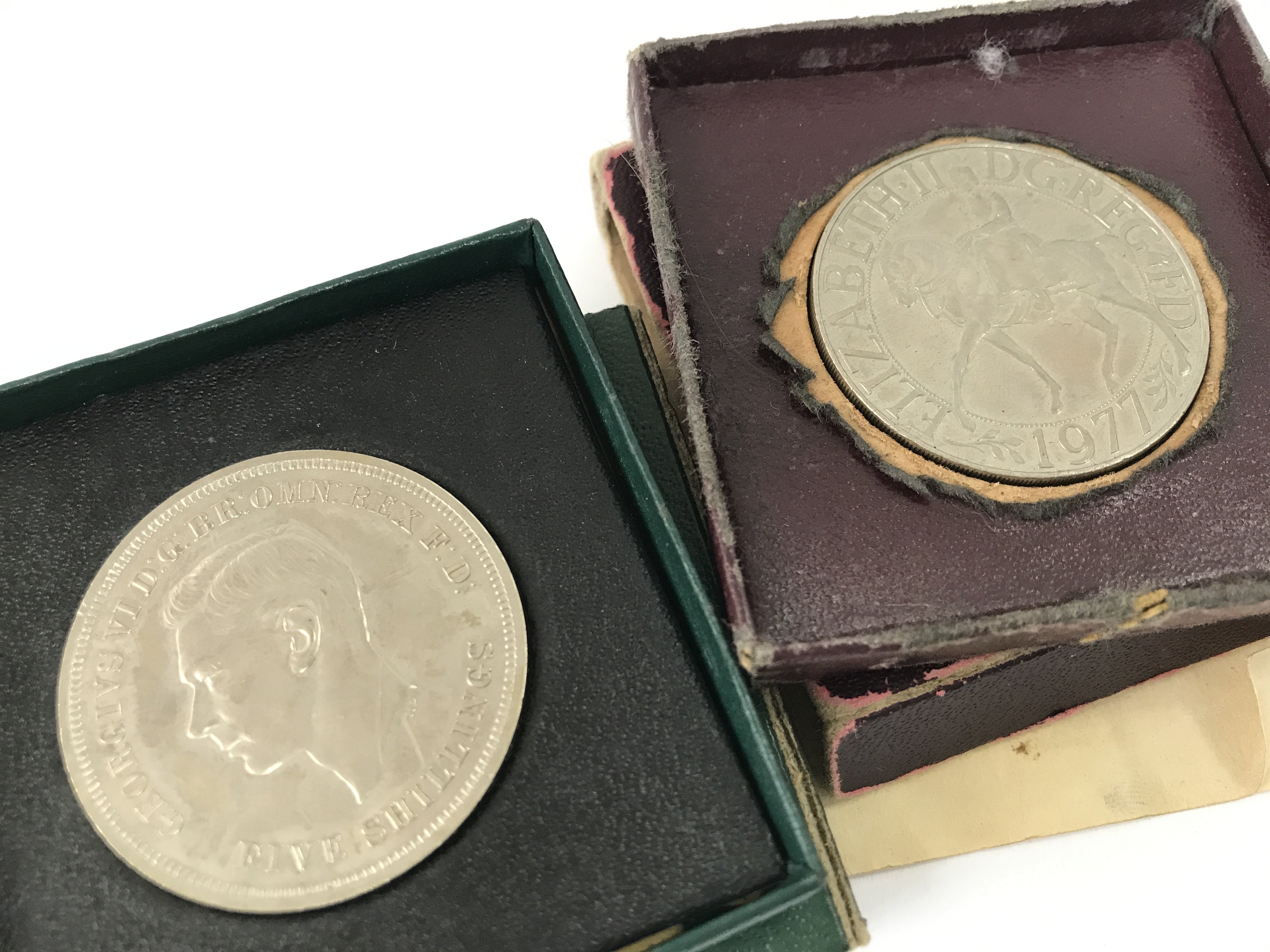 Two 1951 boxed crown coins , postage category A. NO RESERVE