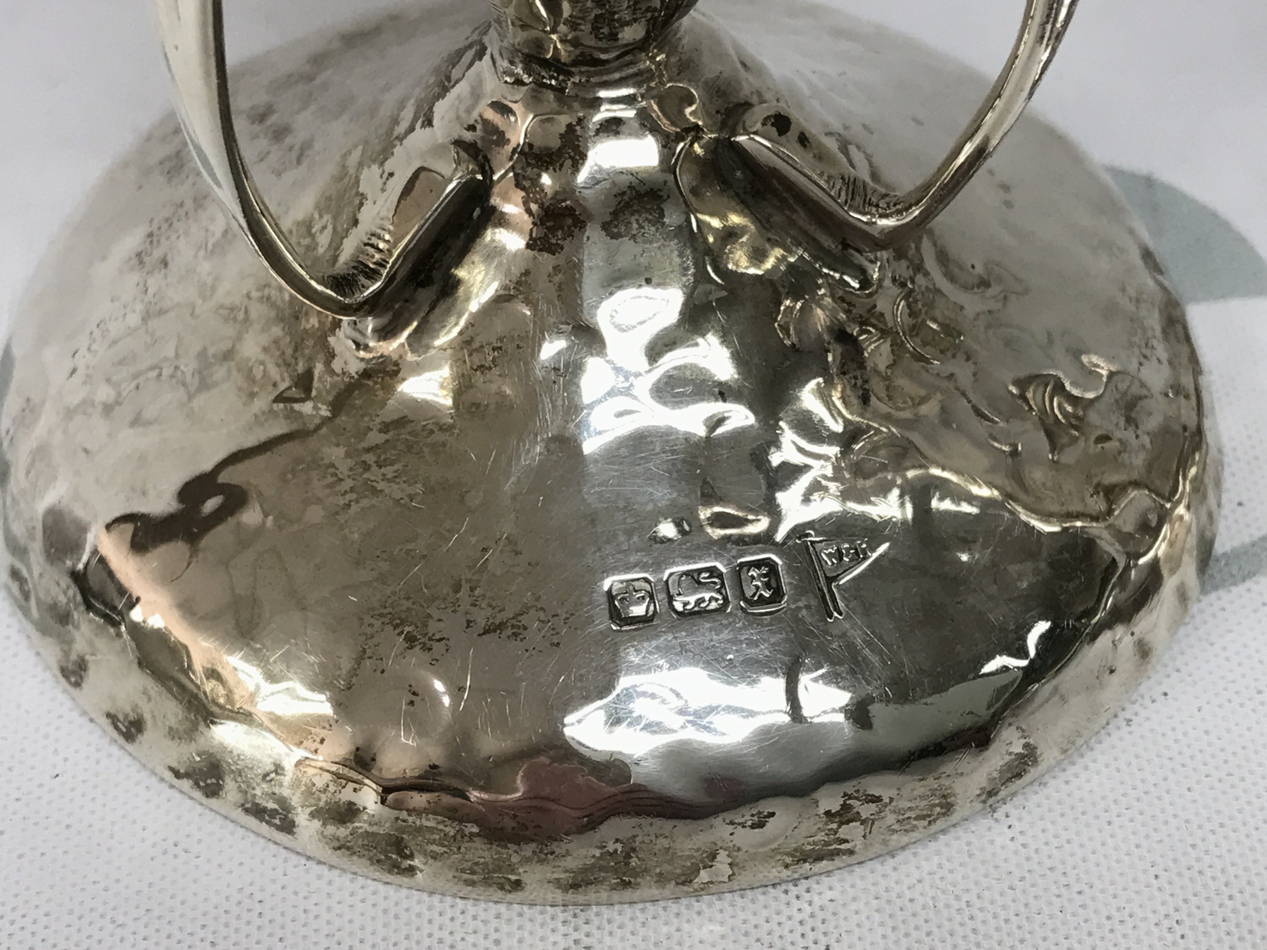 A pair of silver art vases by Walker and Hall. Approx 300g