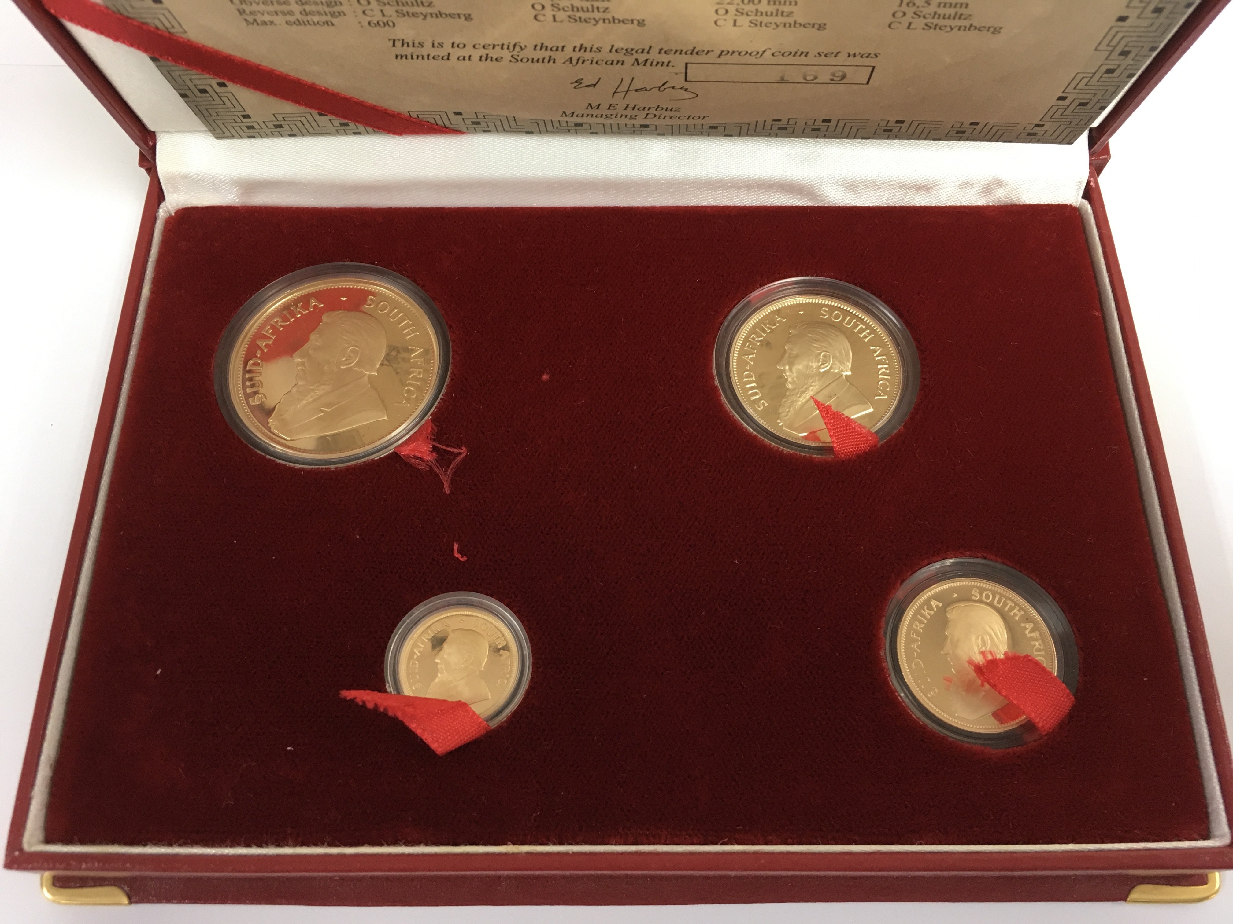 A 1999 Krugerrand set from the South African mint company in case with COA.