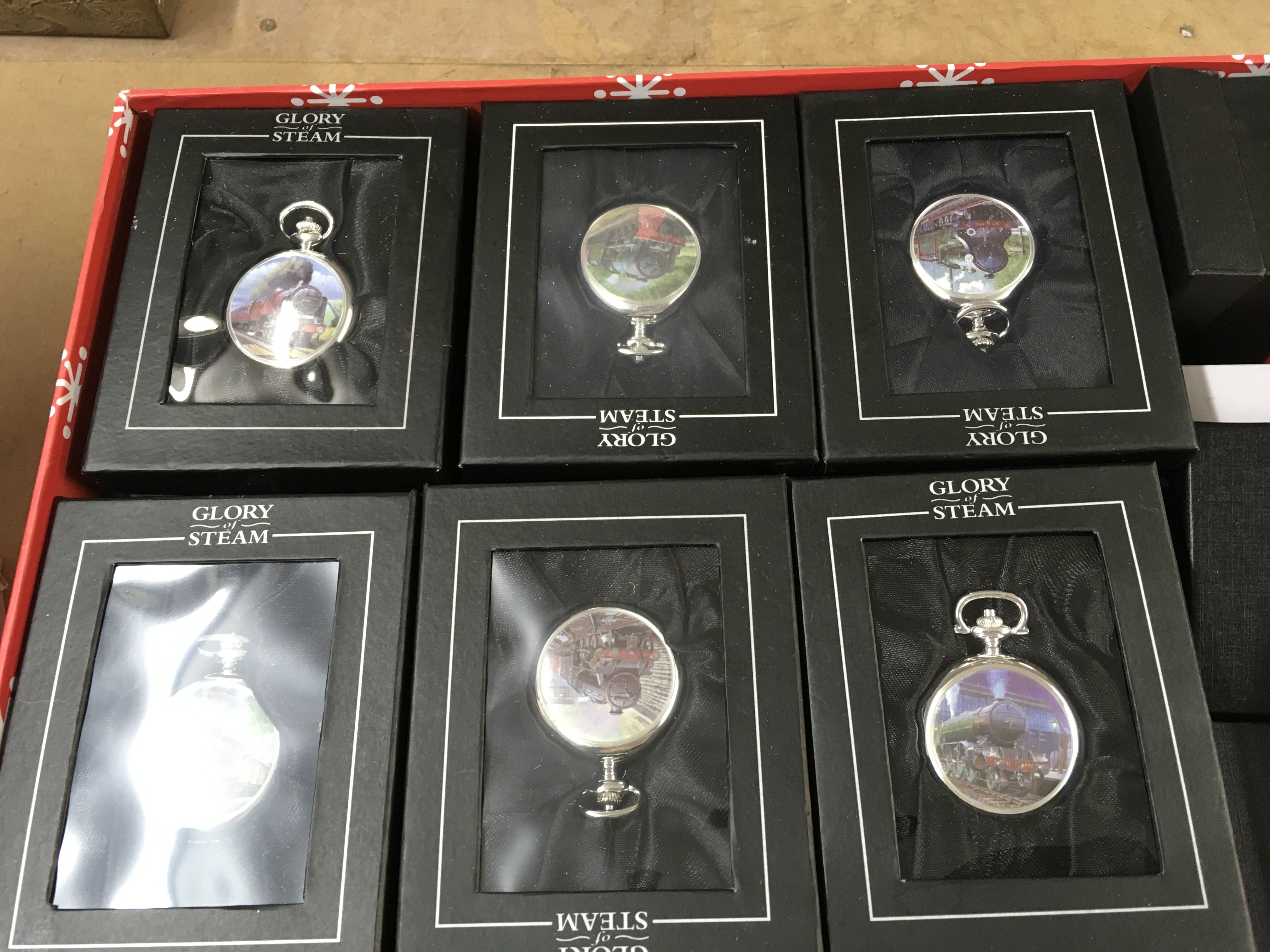 A collection of glory of steam modern pocket watches