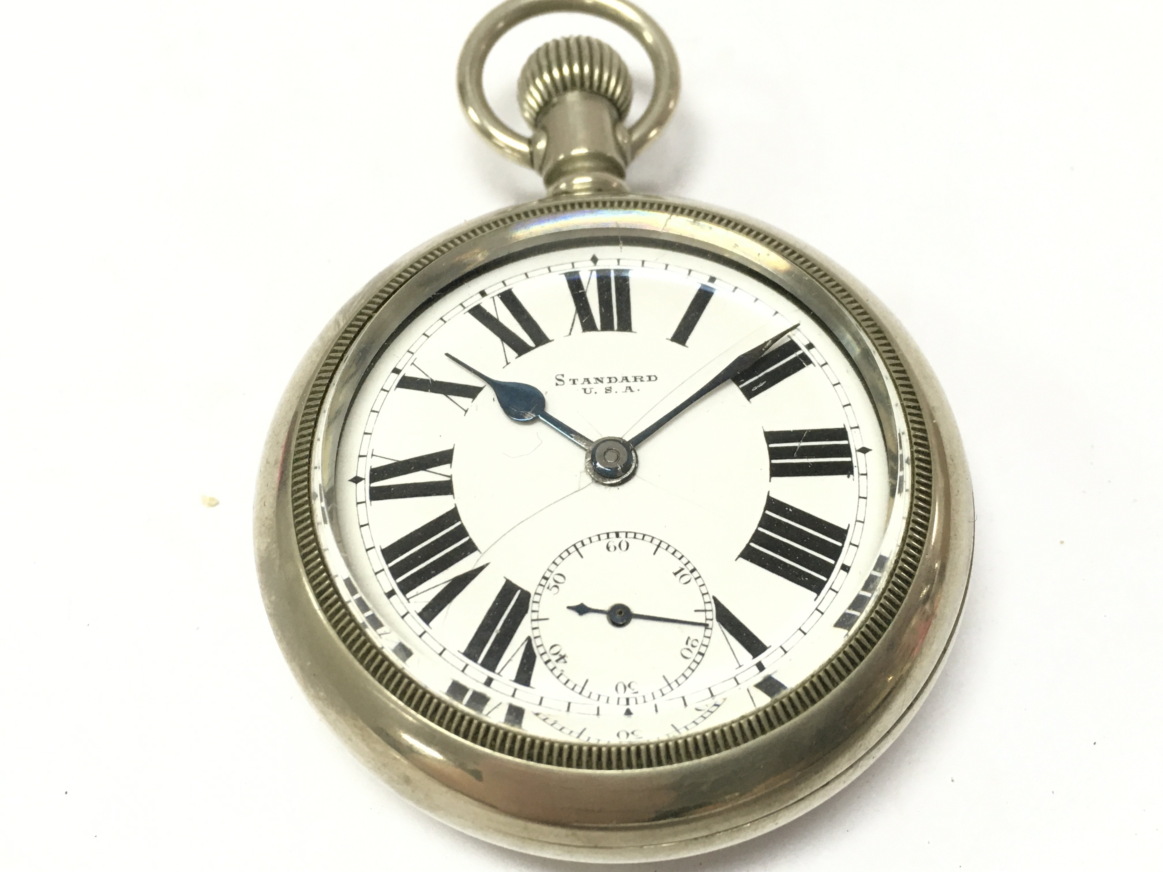 A standard USA pocket watch with a Silverode case , seen working