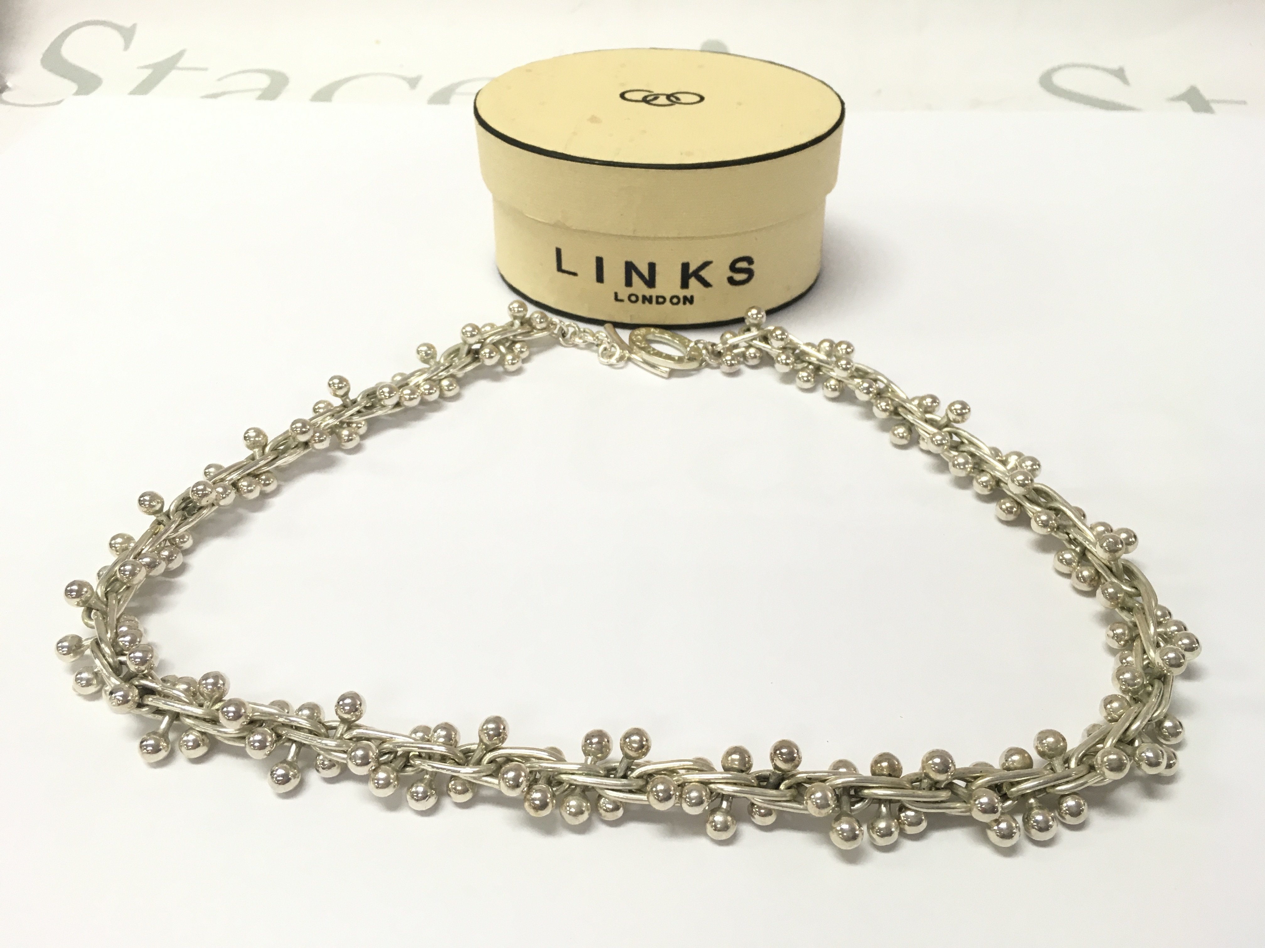 A boxed Modern design Links of London Bobbly necklace. 26cm long. Postage category A