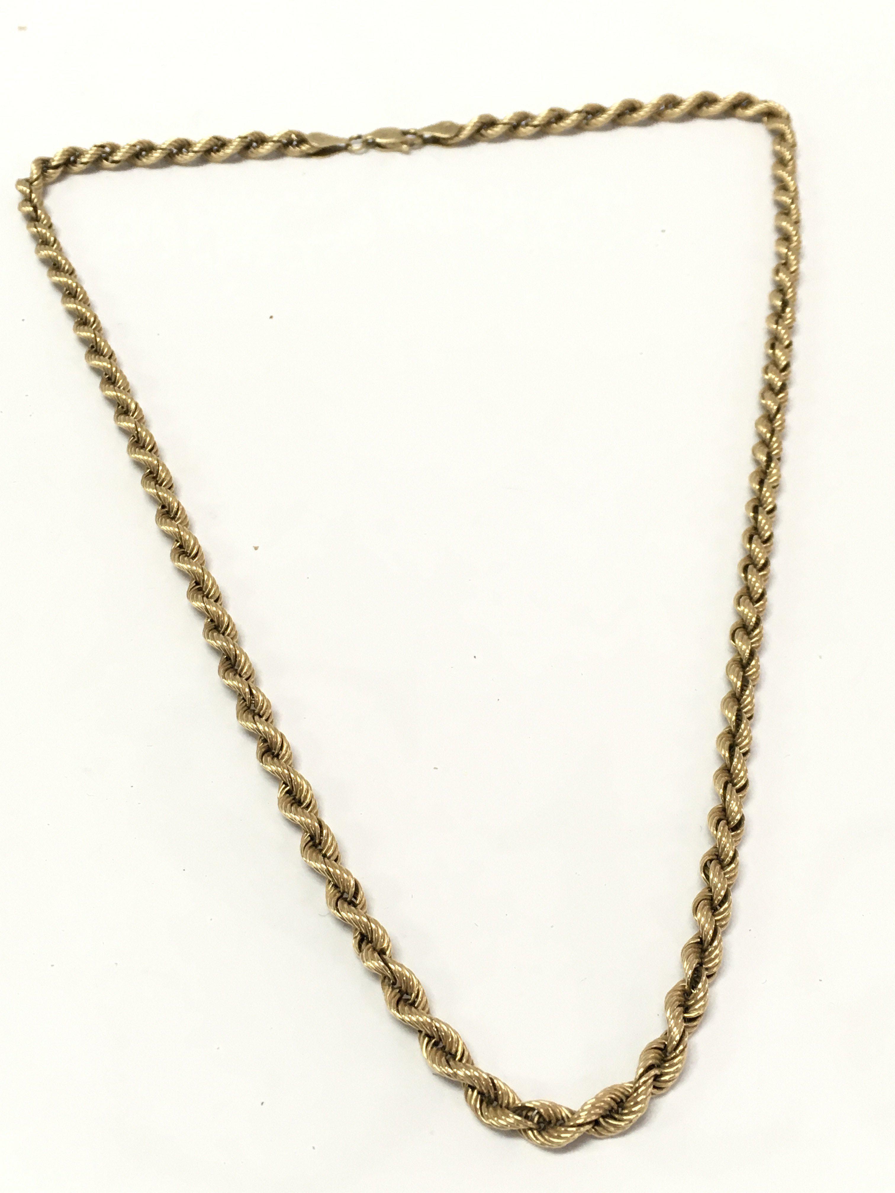 A 9ct gold rope chain , 6.4g total weight. Postage category A