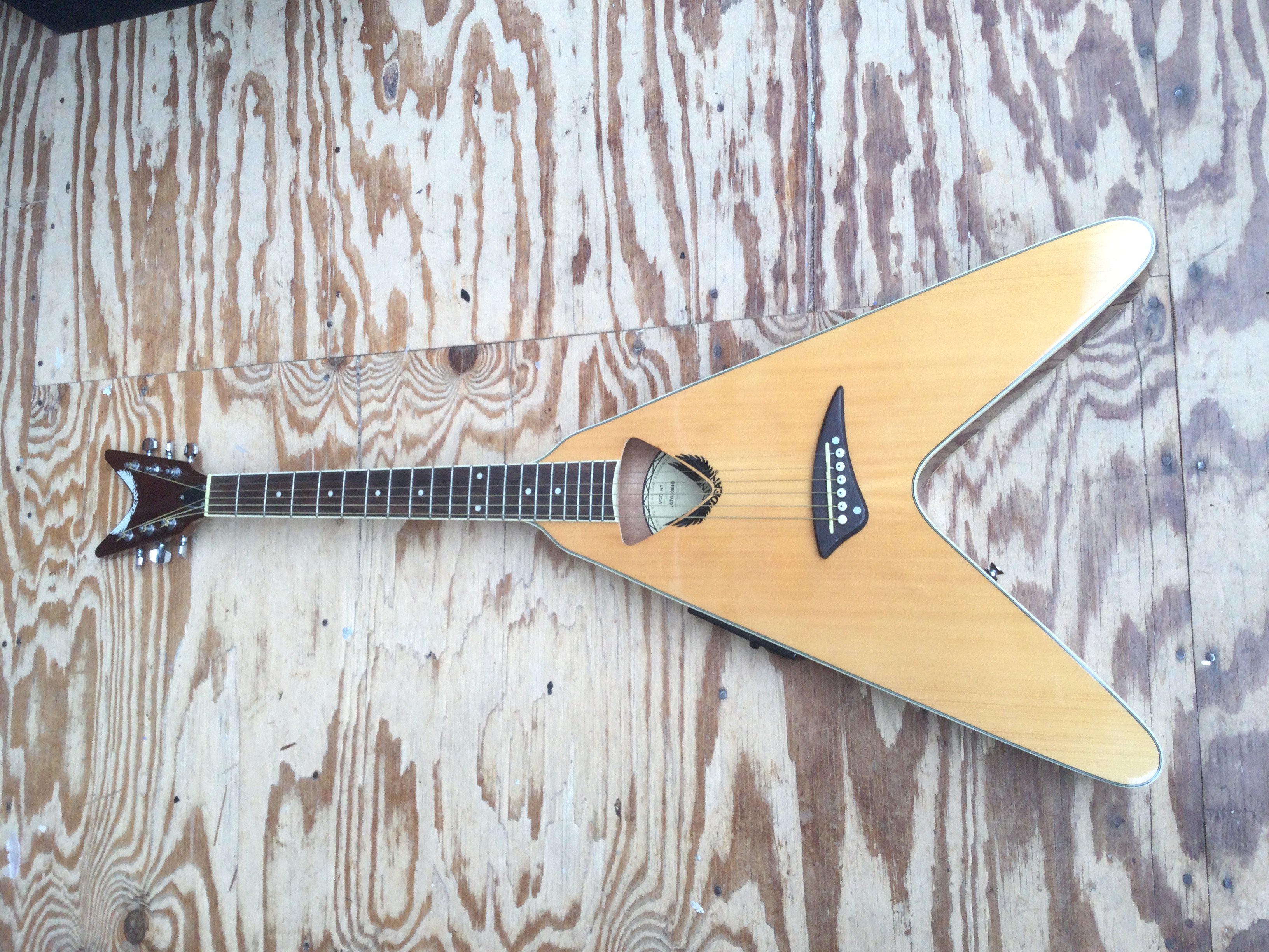 A Dean VCO electro acoustic flying V guitar. No case.