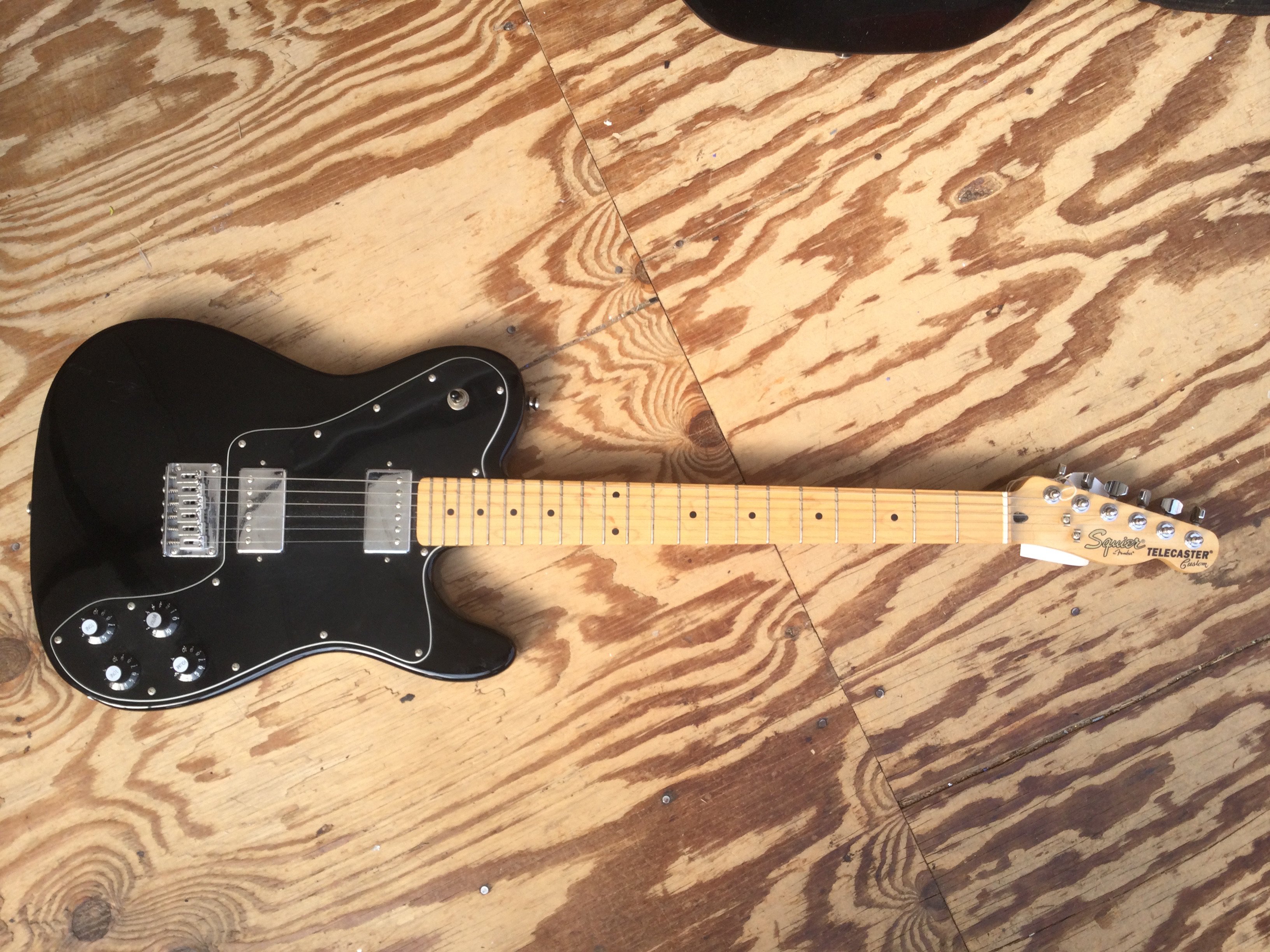 A Fender Squier Telecaster Custom electric guitar. No case.