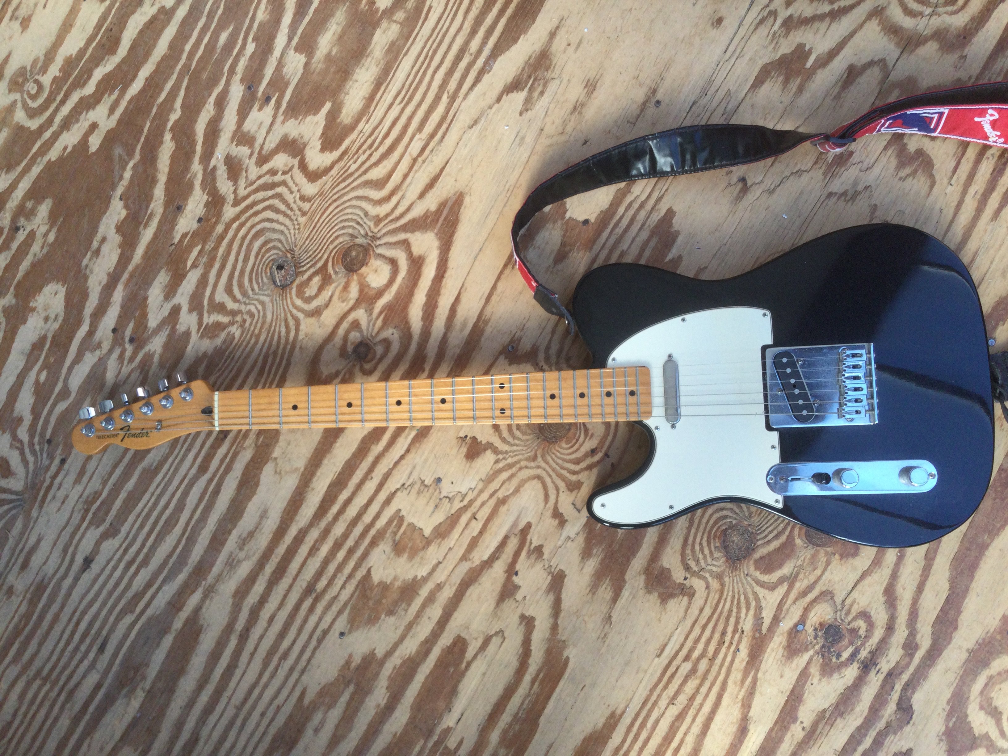 A left handed MIM Fender Telecaster electric guitar. No case.