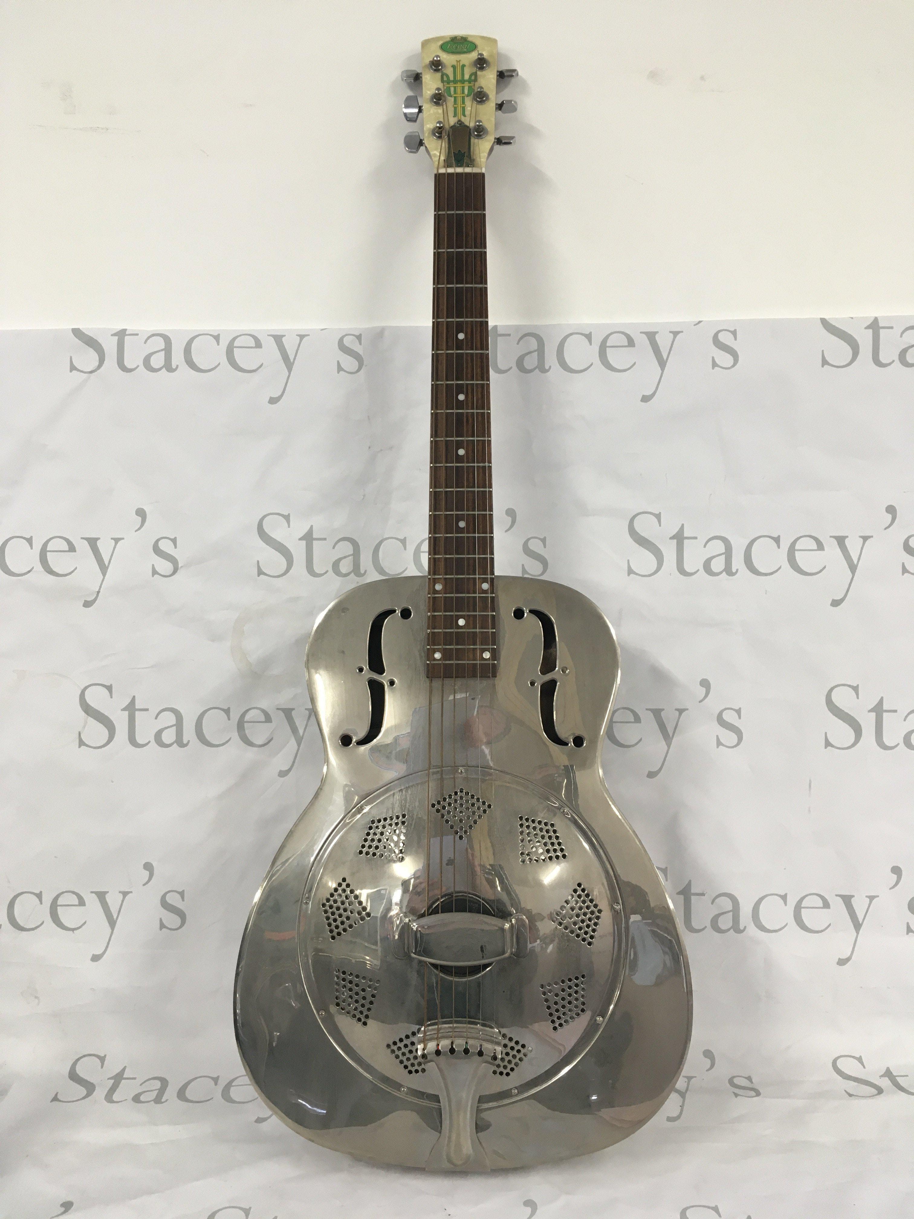 A Regal Resophonic RC-2 steel guitar. Comes with a soft carry case.