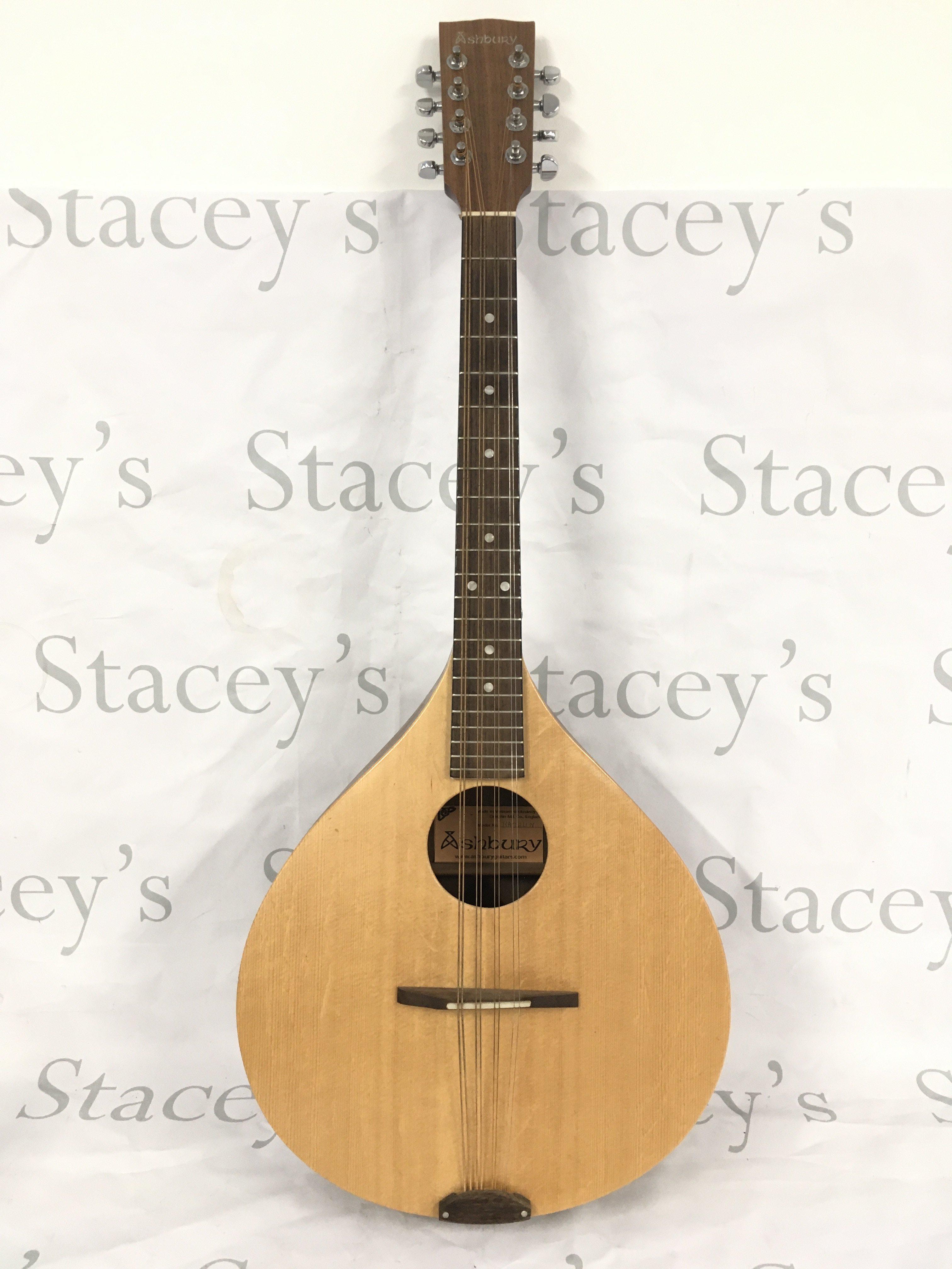 An Ashbury Rathlin Irish Bozouki with soft padded carry case.