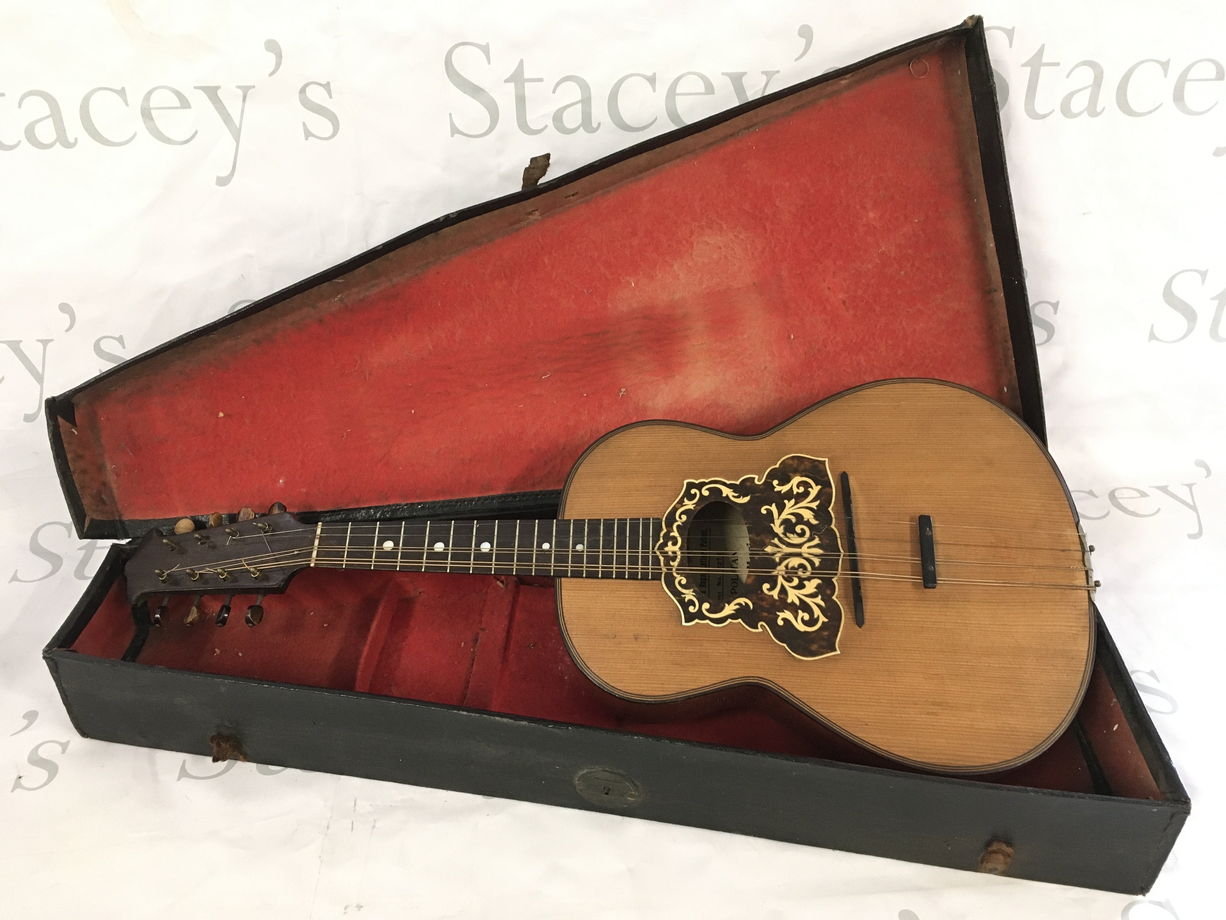 A circa early 20th century Neapolitan mandolin with carry case.