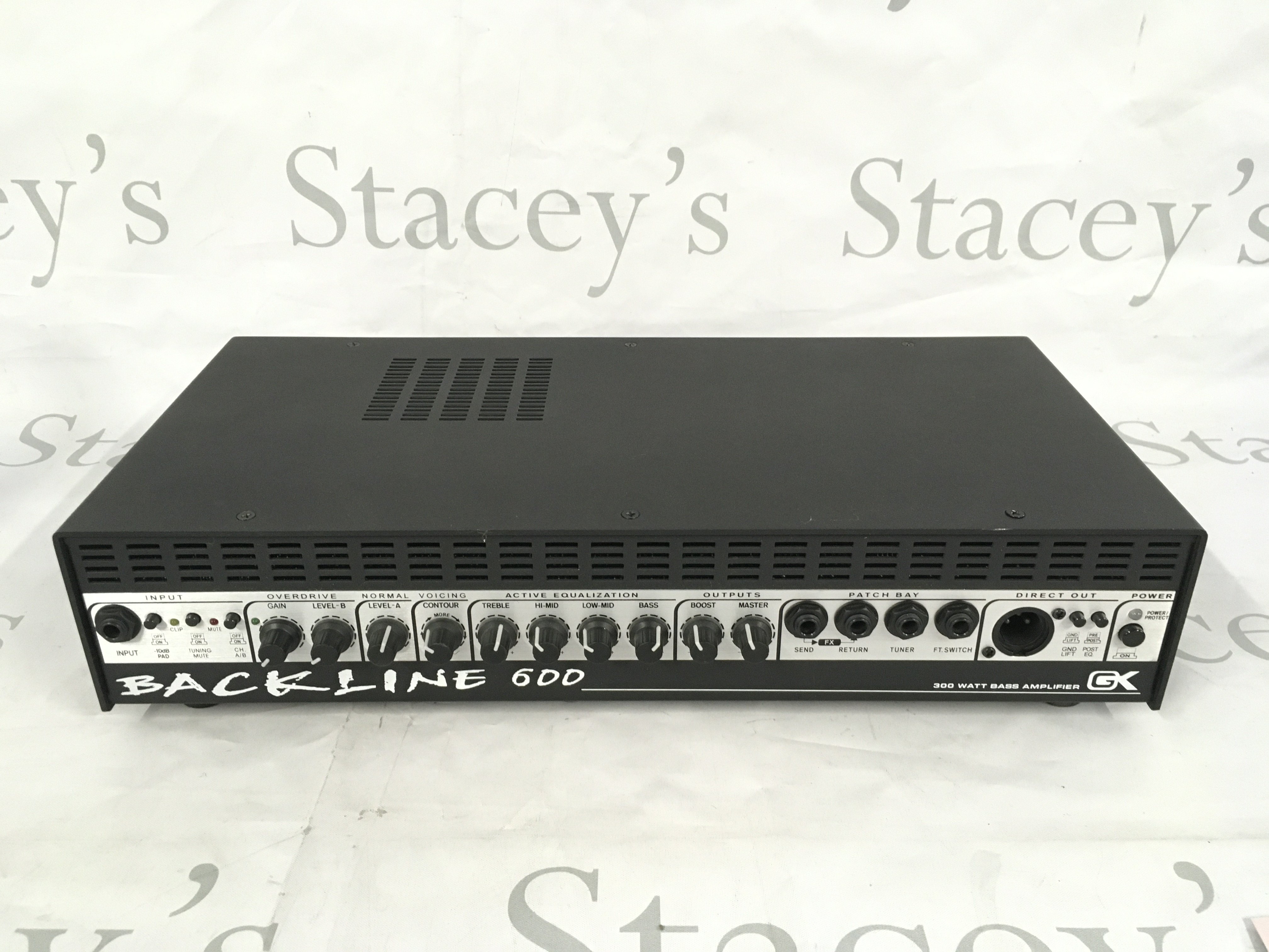 A Gallien Krueger Backline 600 two channel 300w bass amp head.