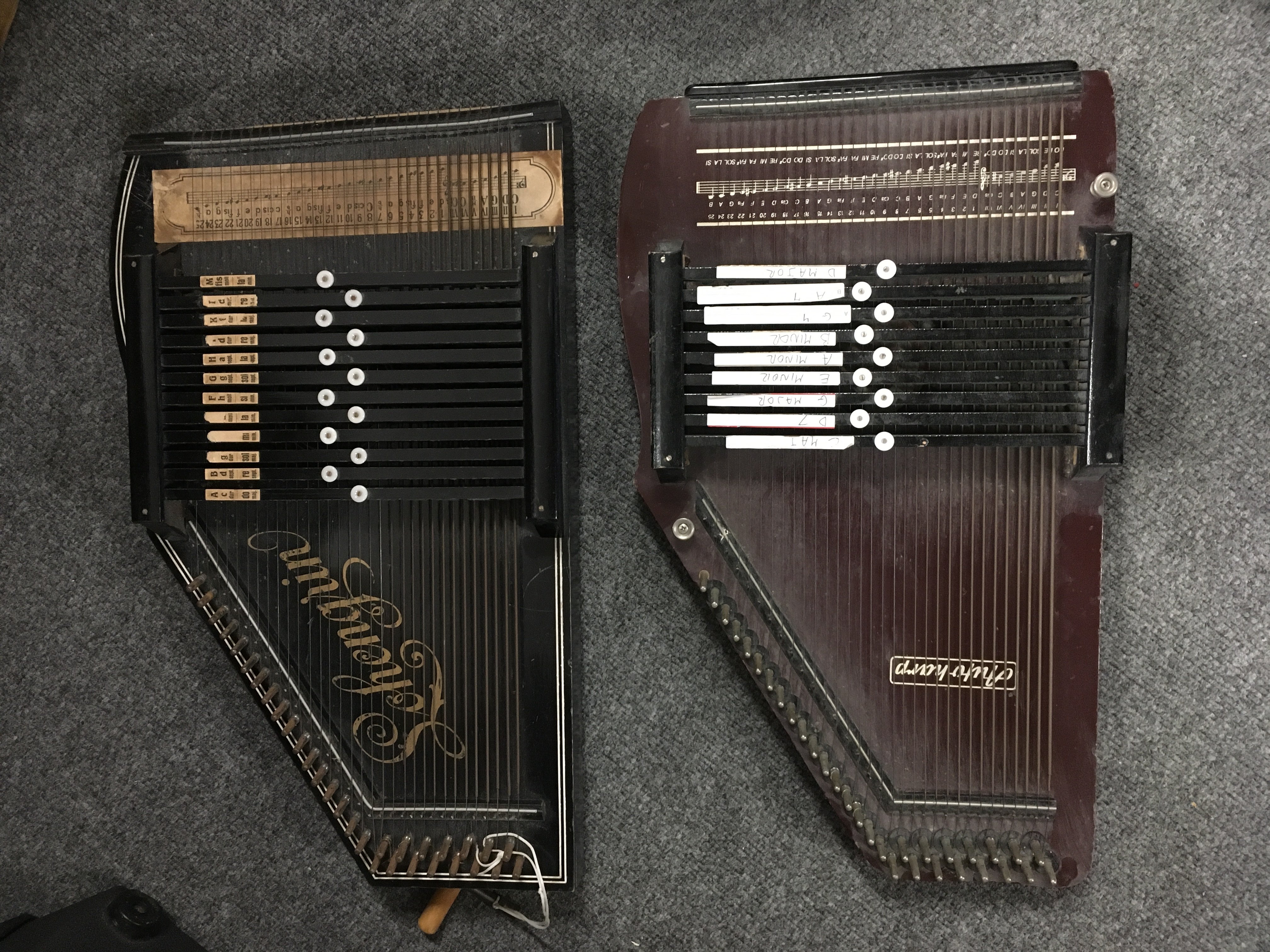 Two autoharps, no cases.