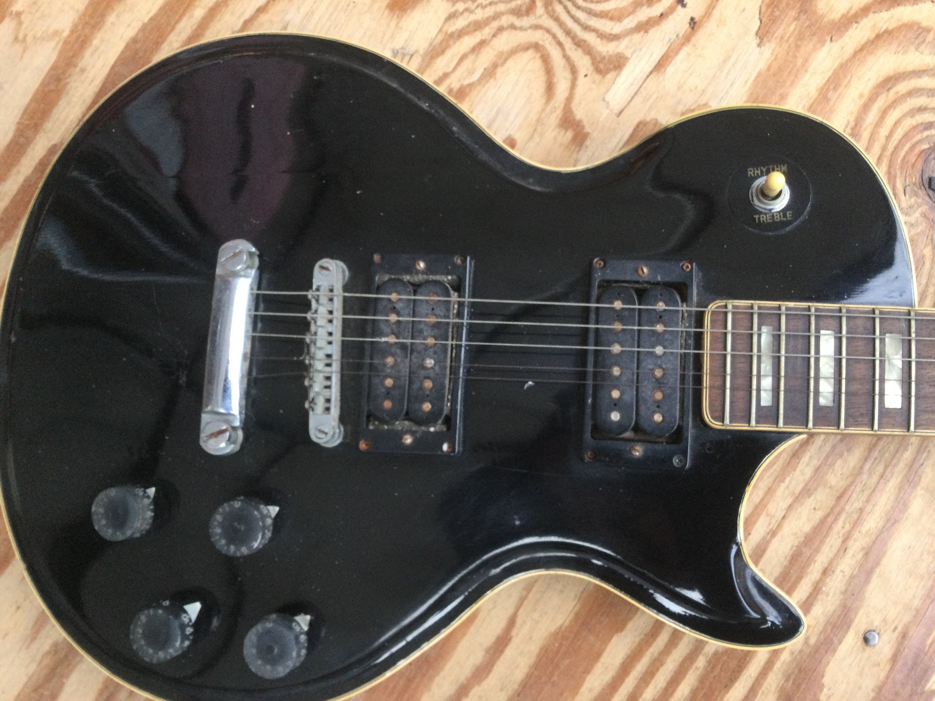 A1970s Harmony Les Paul style electric guitar fitted with two humbuckers.