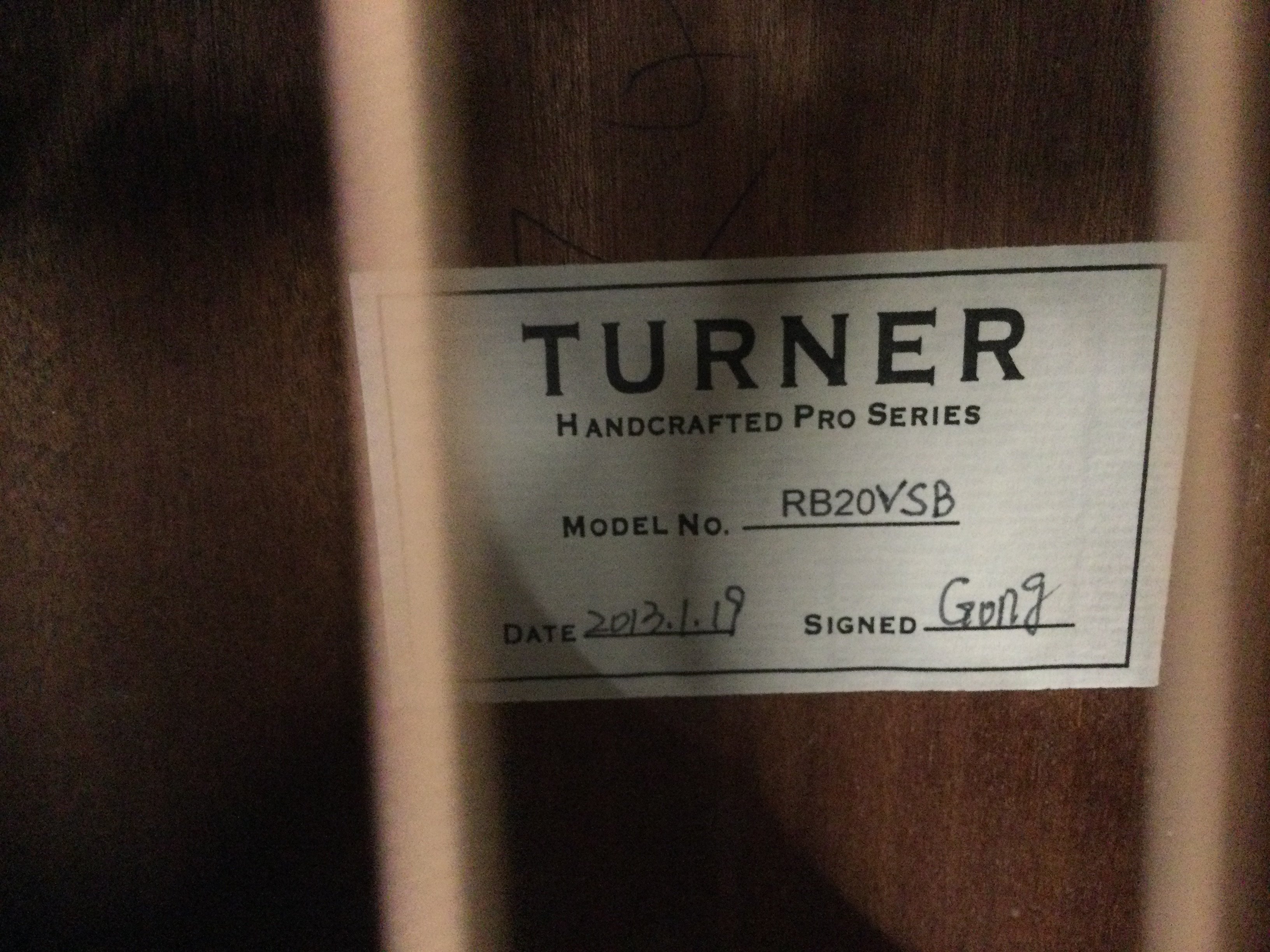 A brand new hand built Turner RB20VSB electro acoustic guitar with original retail box.