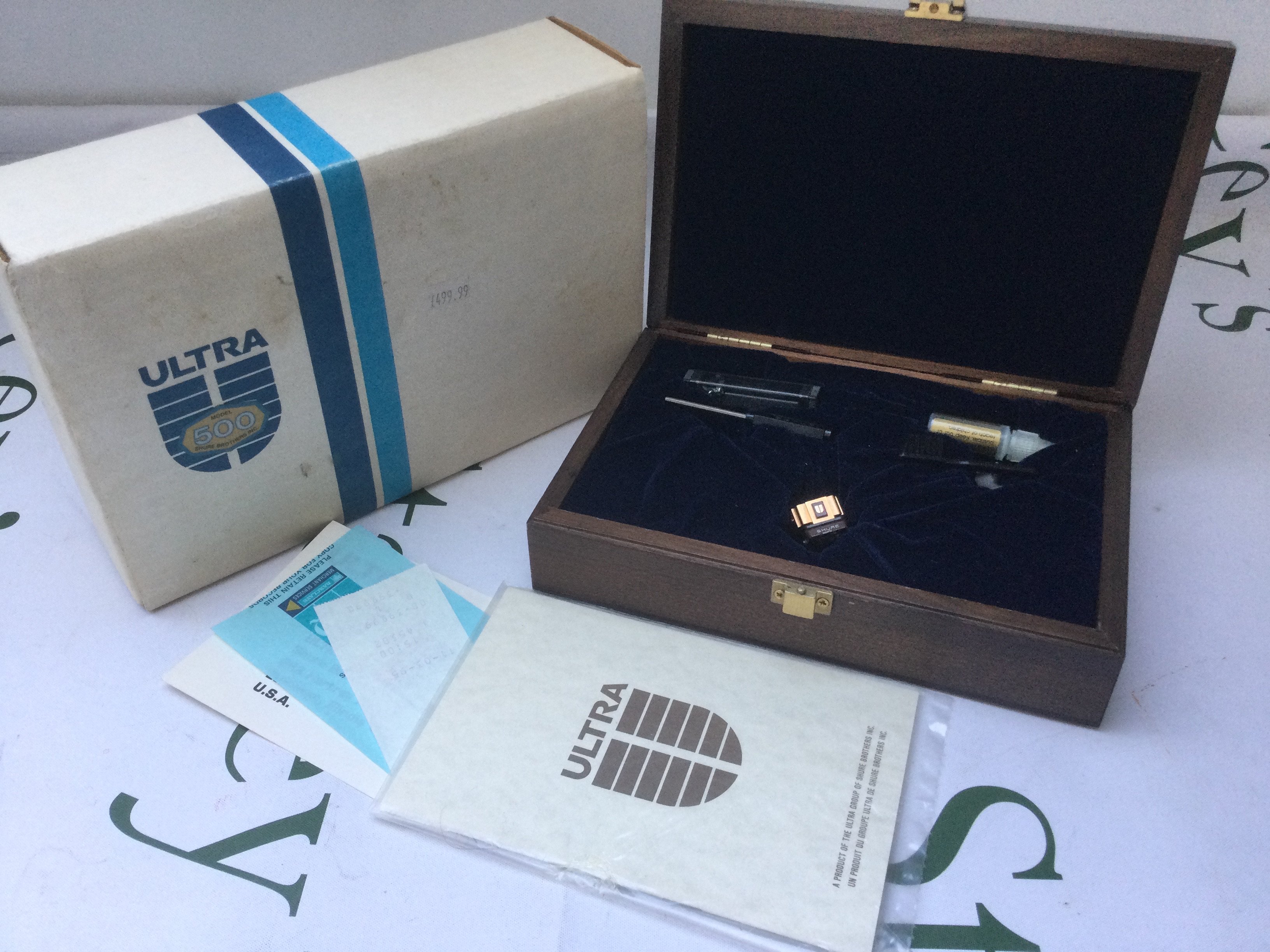 A boxed special edition Shure VST V Ultra 500 cartridge with original booklets.