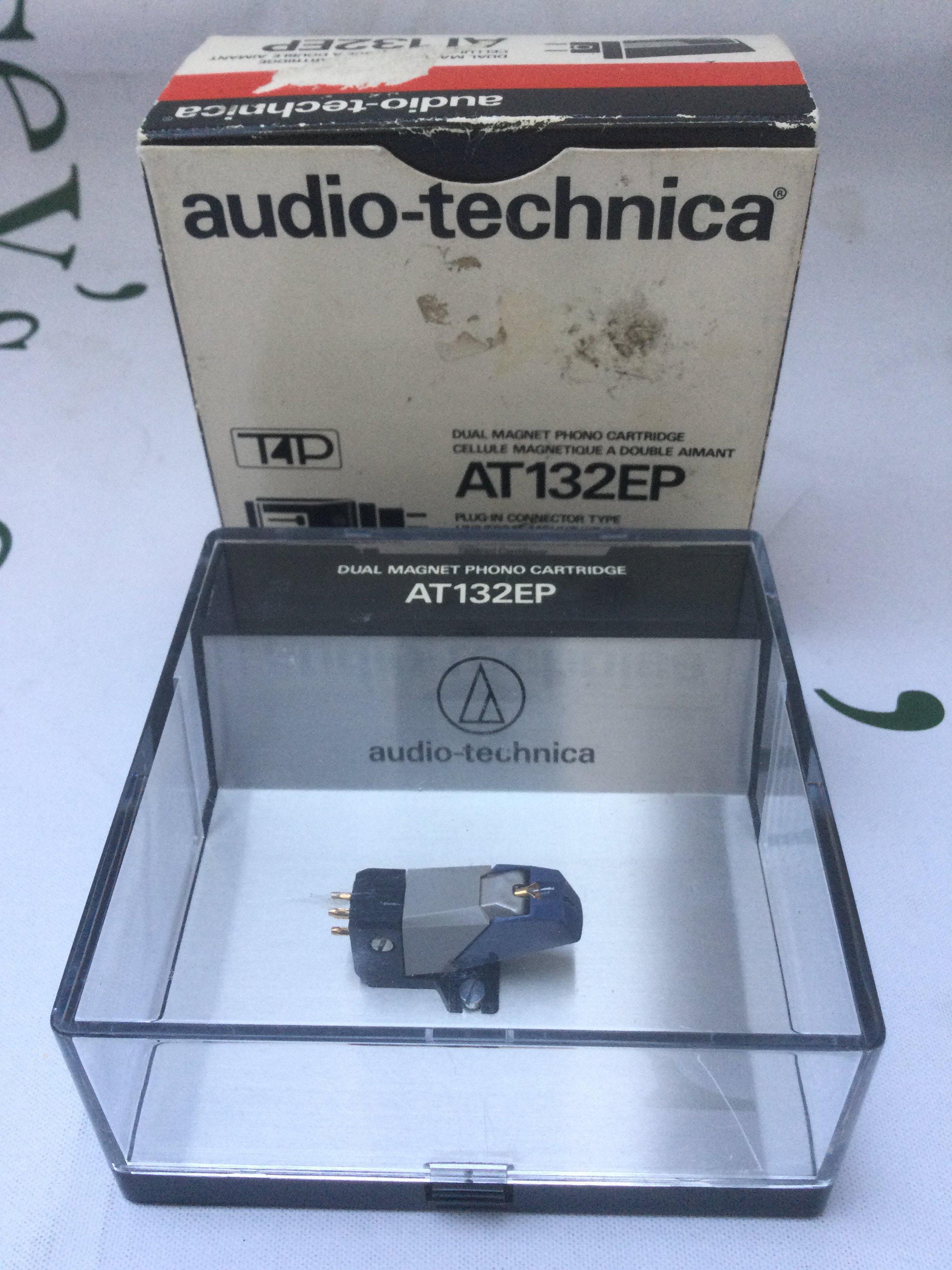 A boxed Audio Technica AT 132EP dual magnet phono cartridge.