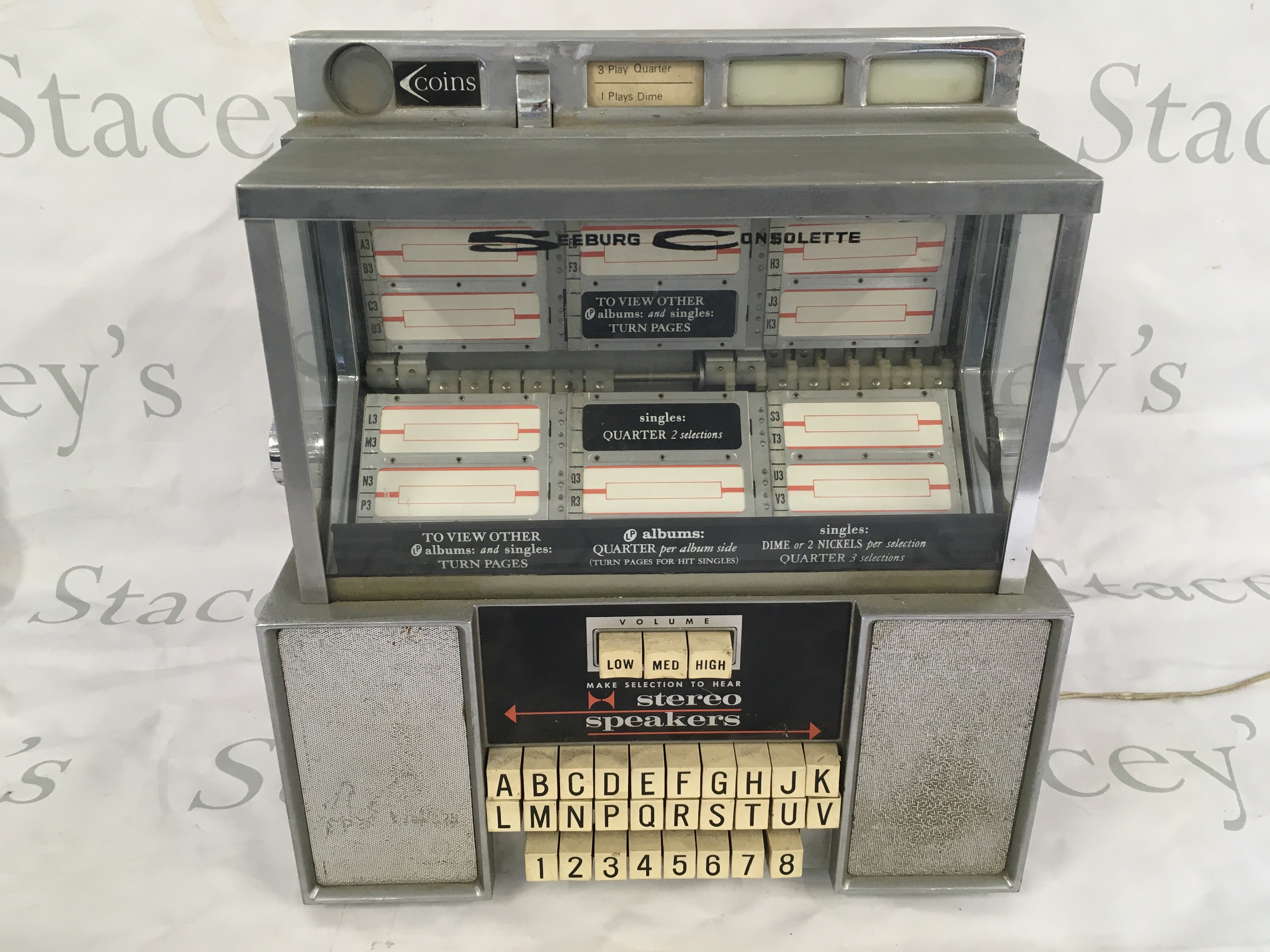 A Seeburg Consolette wallbox for use with Seeburg jukeboxes.