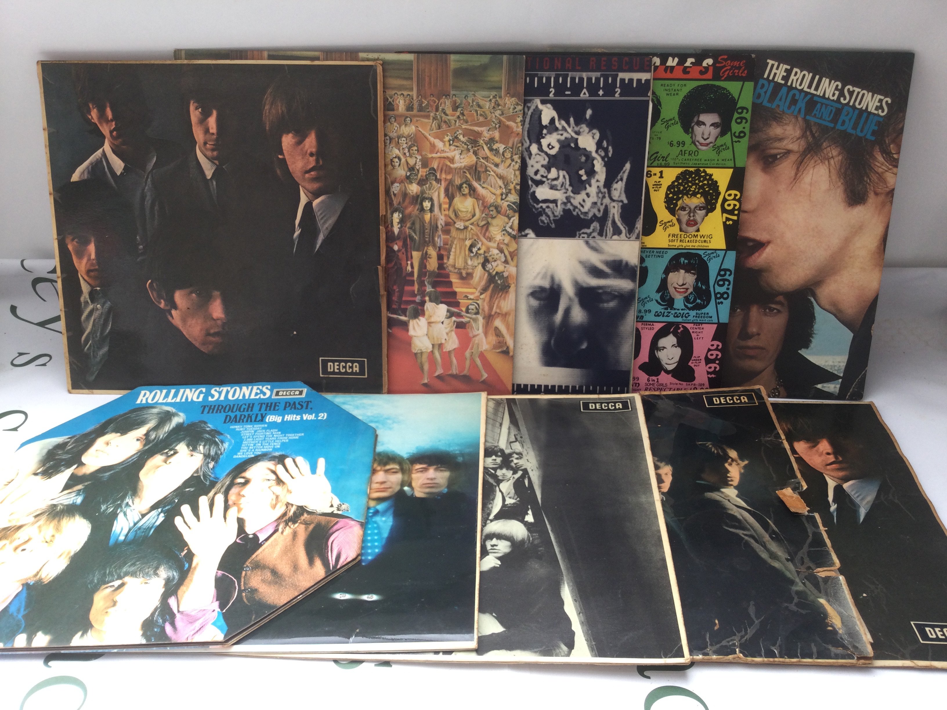 Ten early UK pressings of Rolling Stones LPs comprising Out Of Our Heads, Between The Buttons and others.