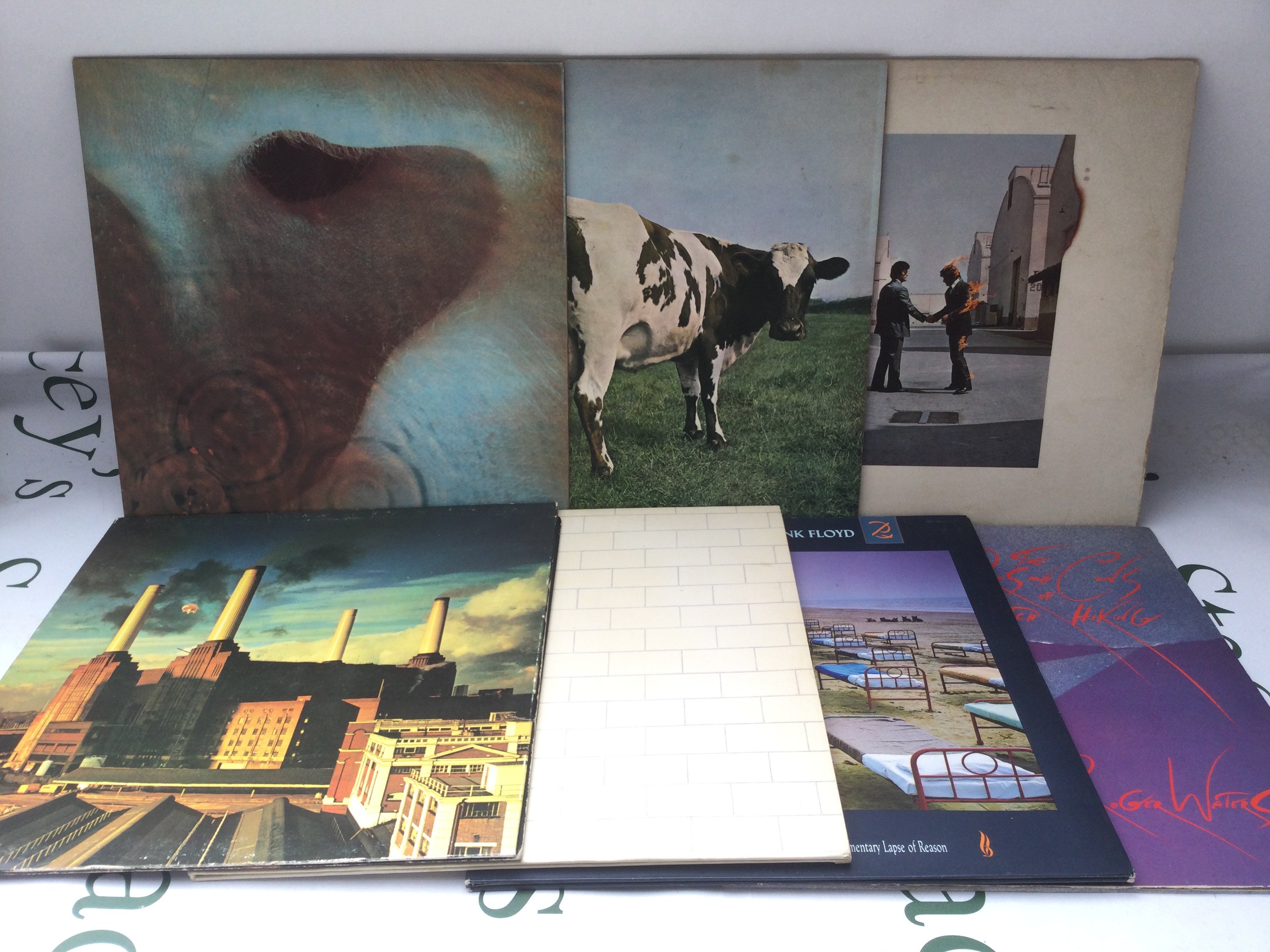 Seven Pink Floyd and related LPs comprising Meddle, Wish You Were Here and others.