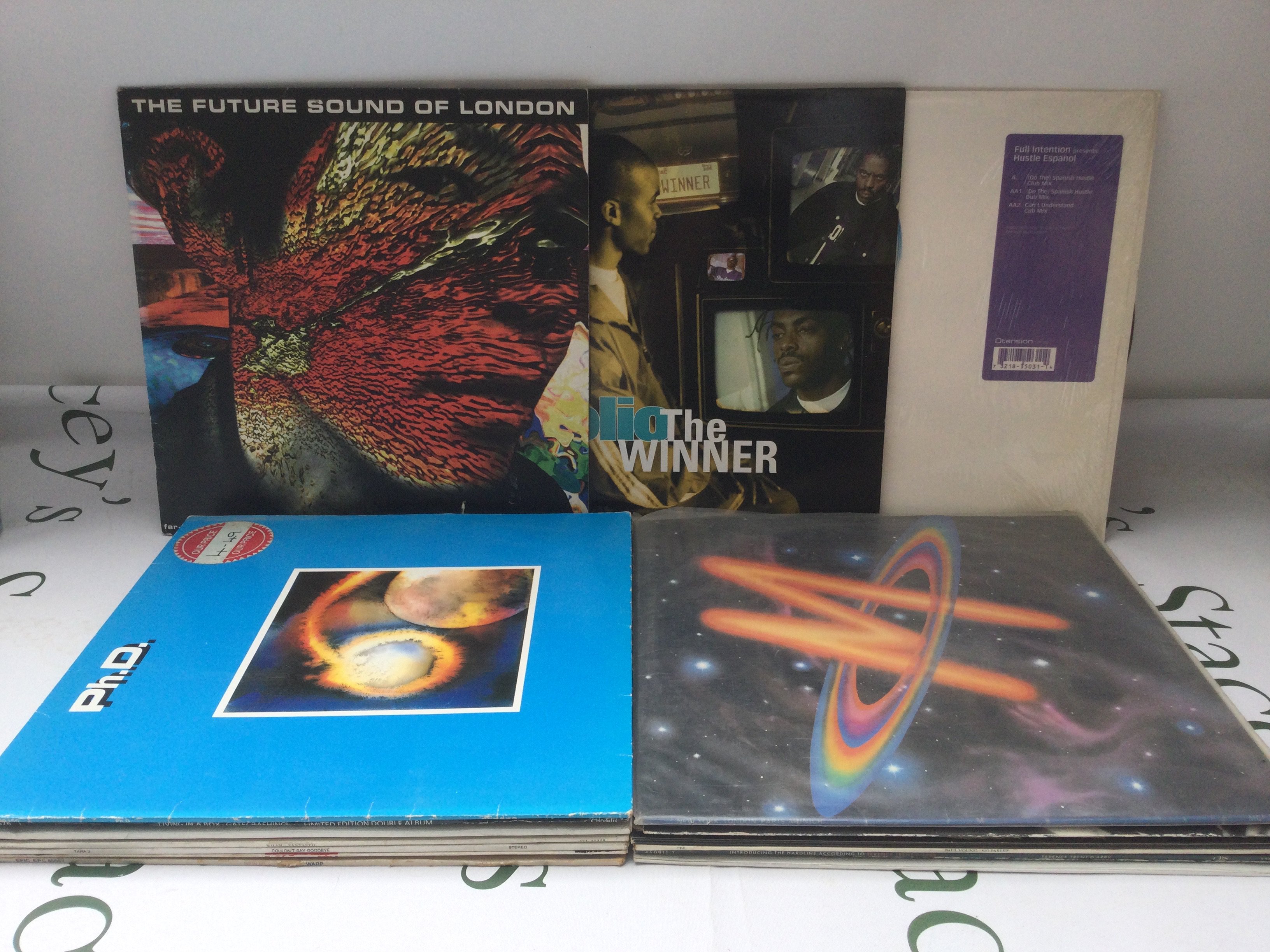 Nineteen dance, hip hop and 80s pop LPs and 12" singles by various artists including Coolio, The Future Sound Of London and others.