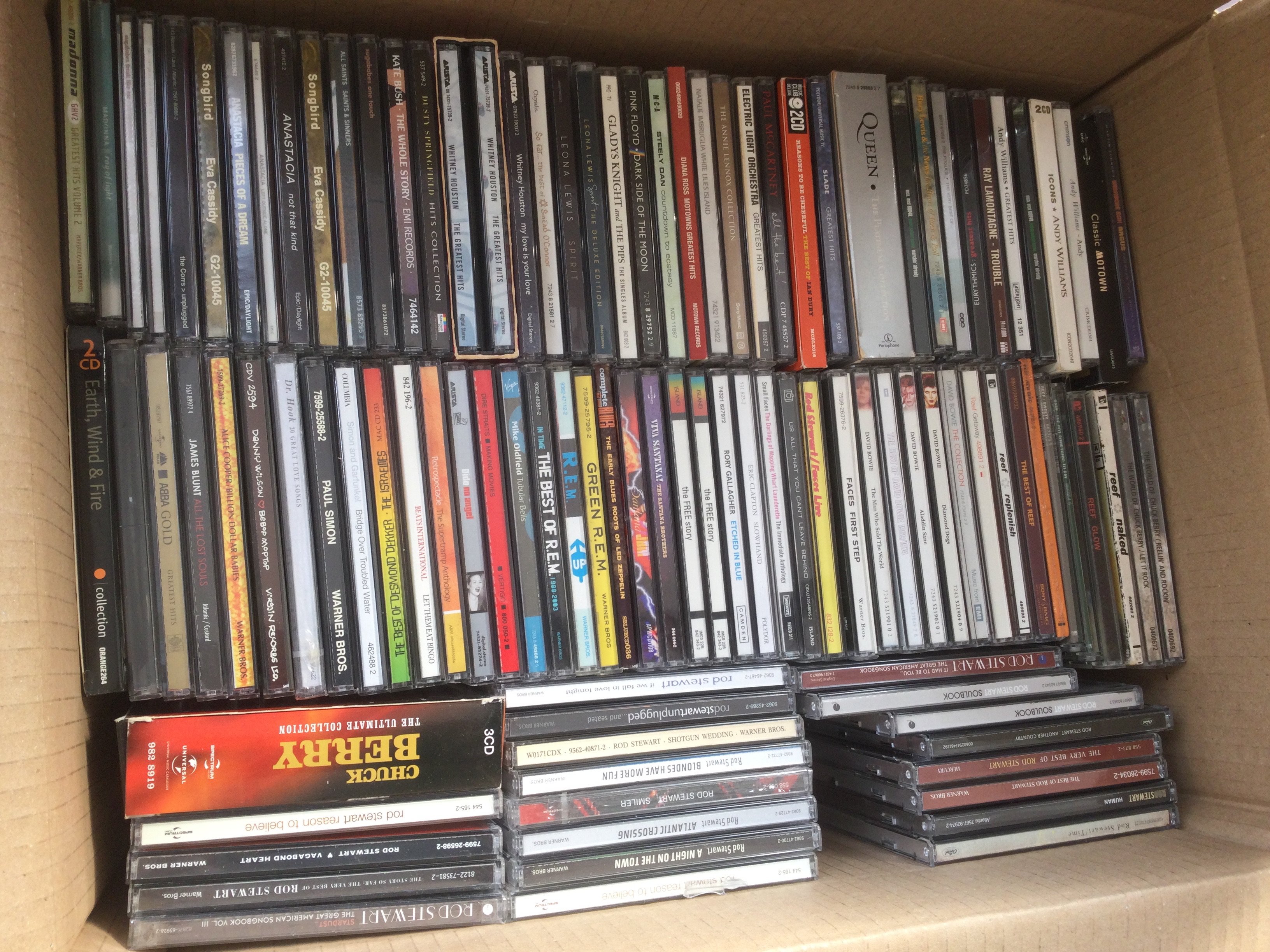 One box of CDs by various artists including Liam Gallagher, REM, Eminem and many more.