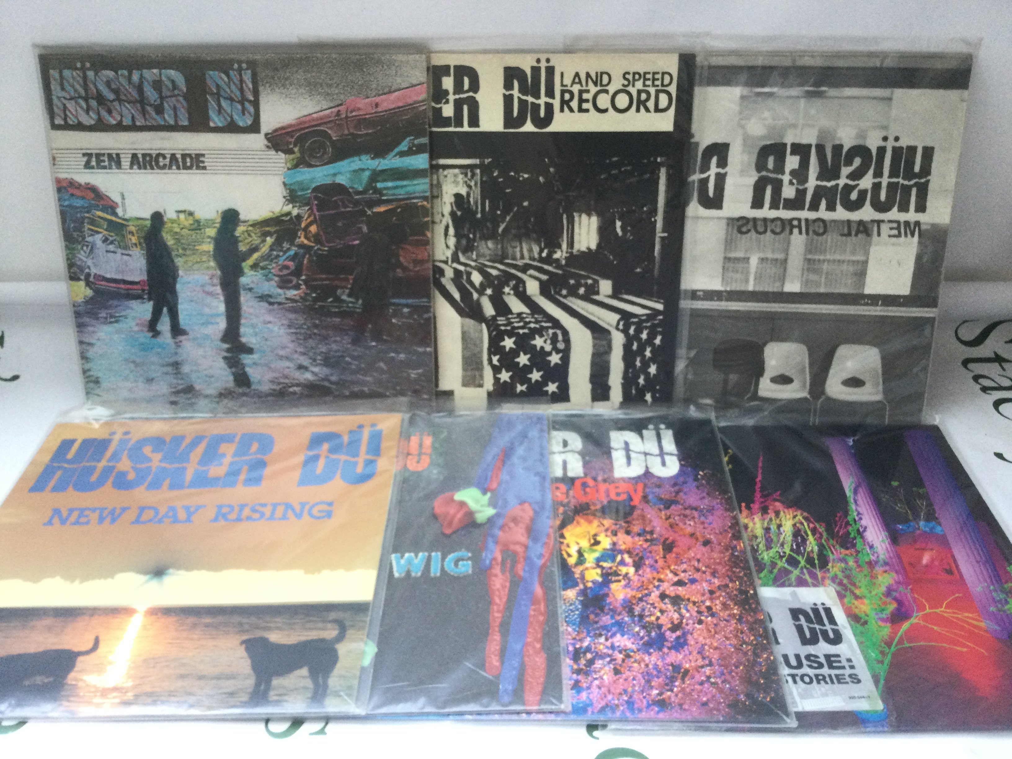 Seven Husker Du LPs comprising Zen Arcade, Flip Your Wig and others.