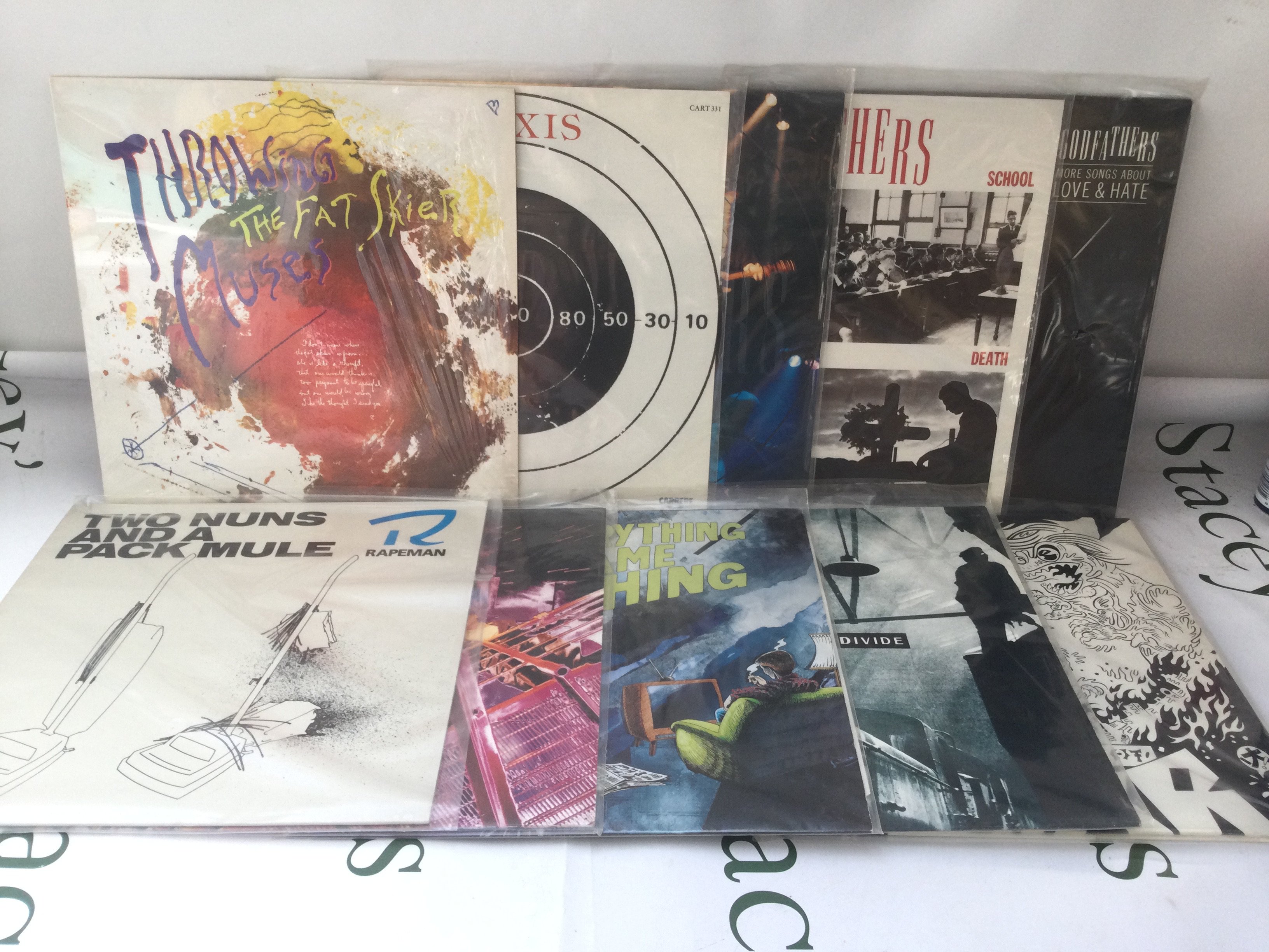 Ten grunge, hard rock and industrial LPs by various artists including Throwing Muses, Godfathers and others.