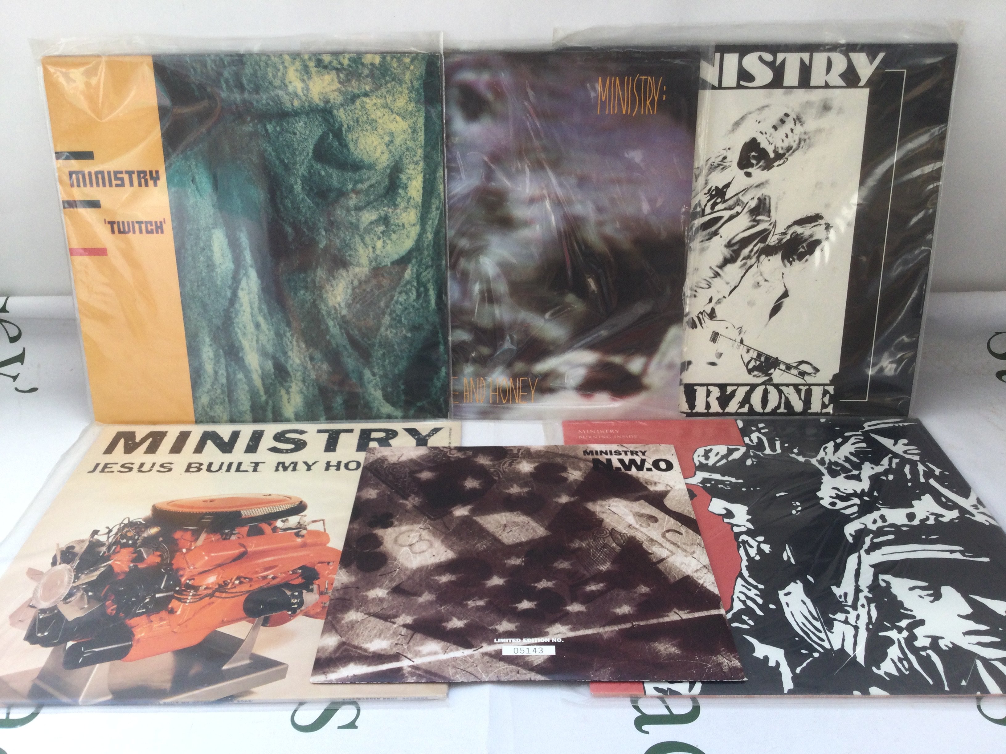 Four Ministry LPs and eight 12" singles.