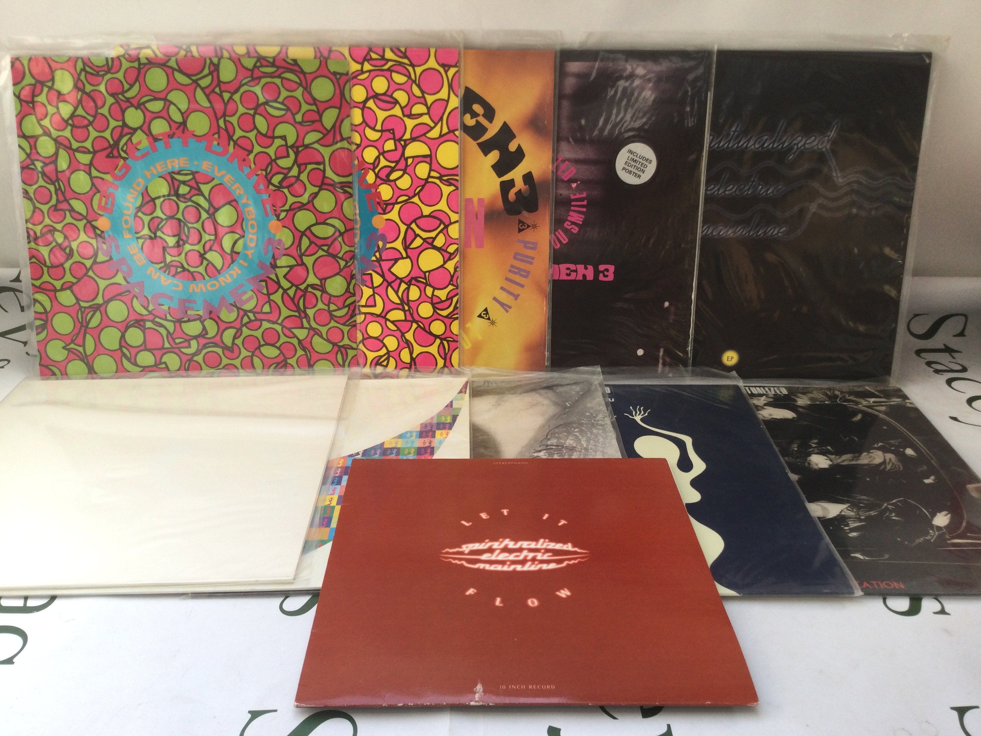 Ten Spiritualized and Spacemen 3 10" and 12" singles and one LP.