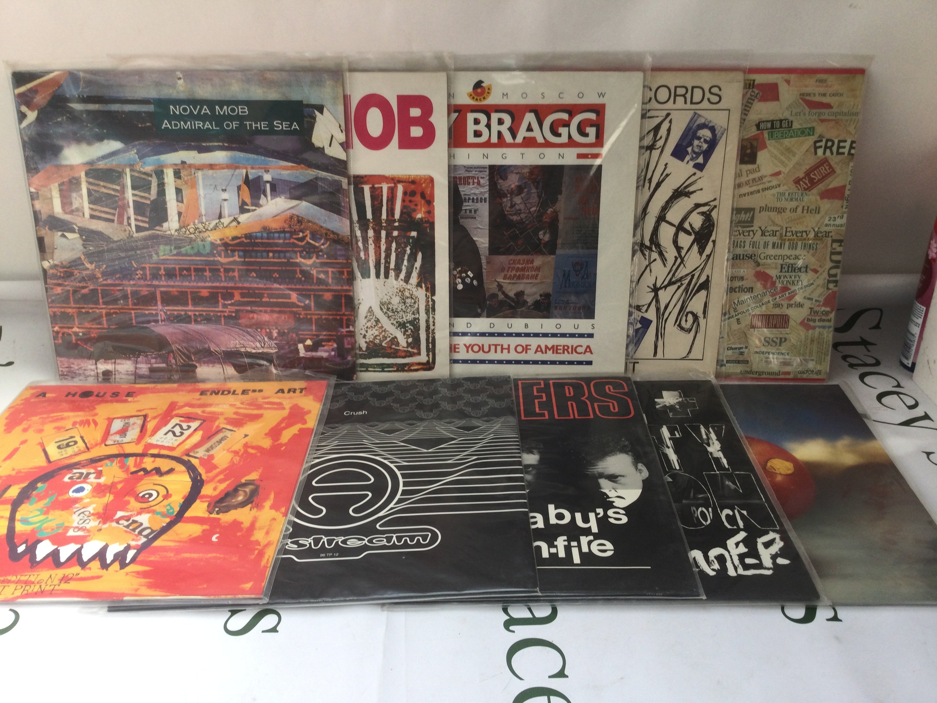 Twenty indie alternative LPs and 12" singles by various artists including Nova Mob, Billy Bragg, The Dylans and others.