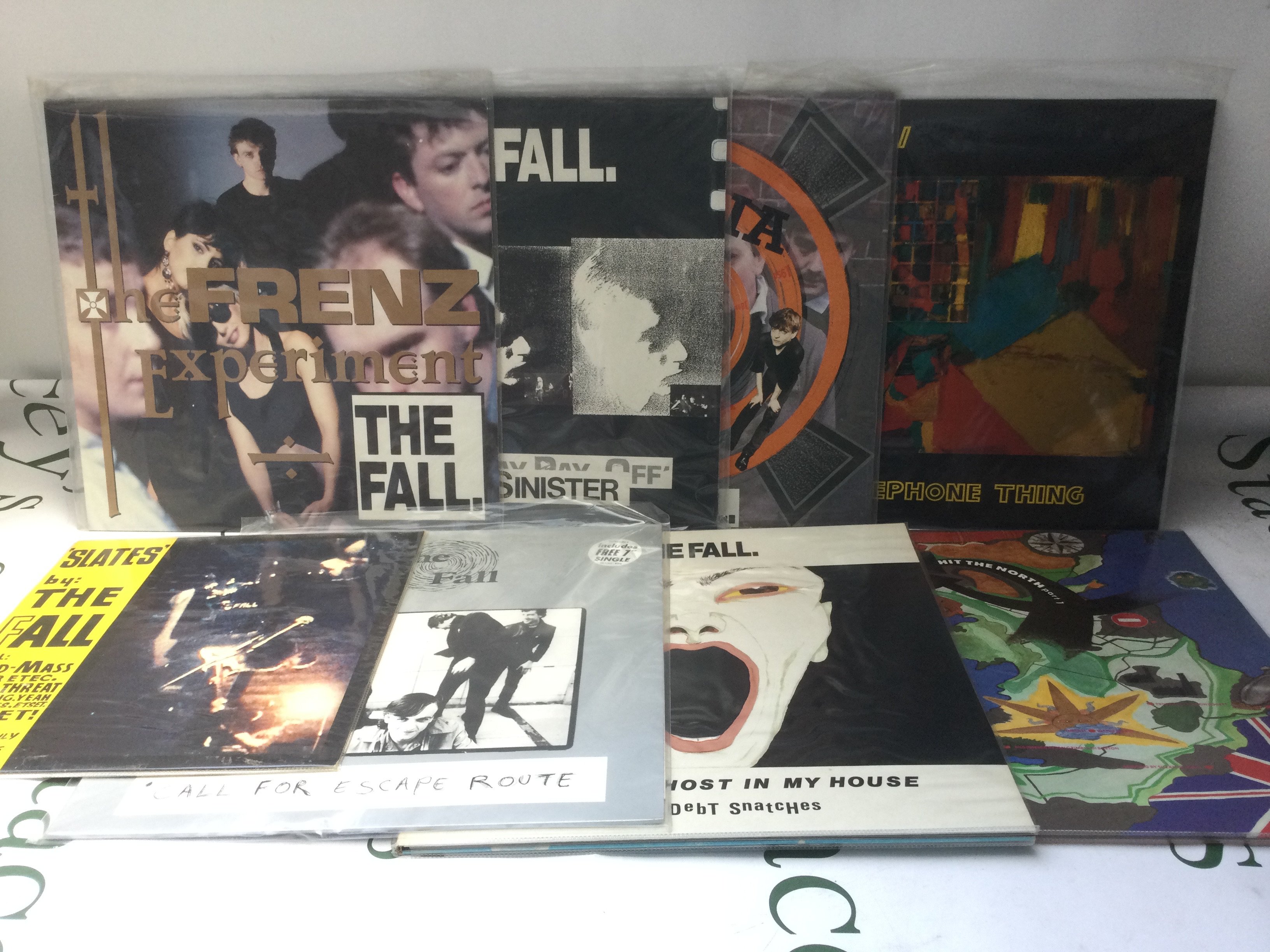 Two LPs and fourteen 12" singles by The Fall plus related comprising Bend Sinister, The Frenz Experiment and others.