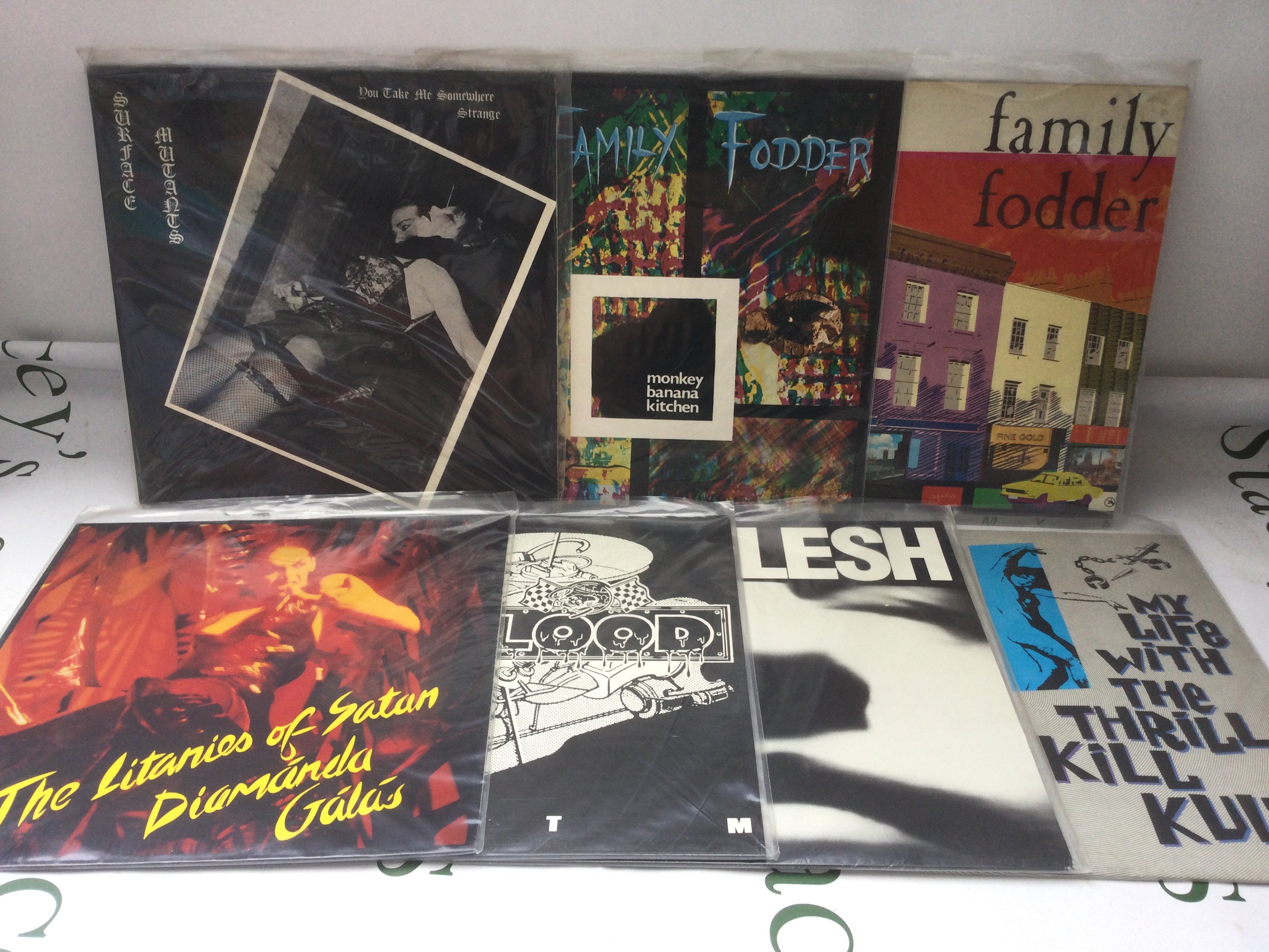Fifteen electro rock and industrial LPs and 12" singles by various artists including Family Fodder, My Life With The Thrill Kill Kult and others.
