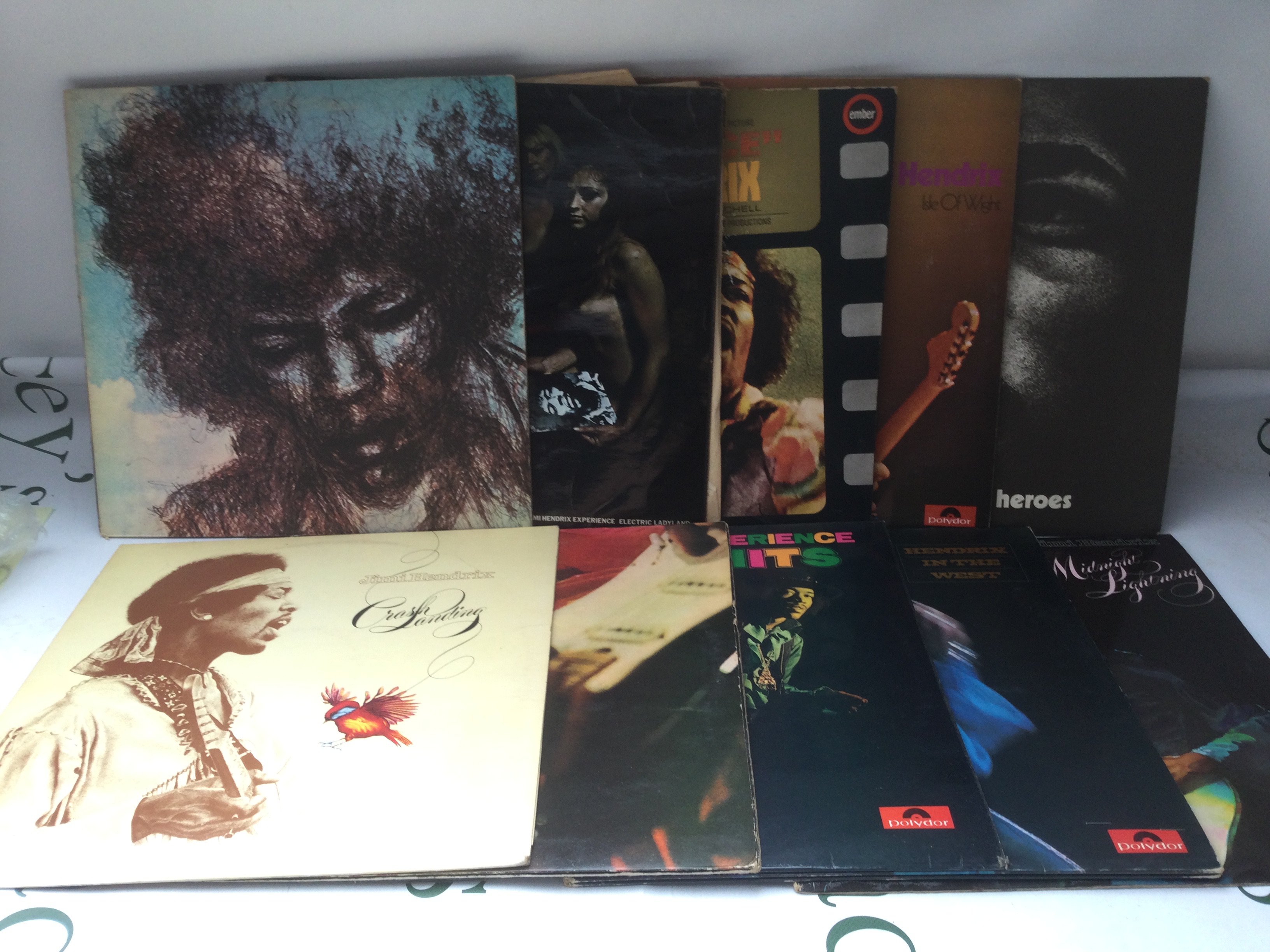 Ten Jimi Hendrix LPs comprising an early UK pressing of Electric Ladyland with an extra disc from a different pressing, Band Of Gypsies, Midnight Lightning and others.