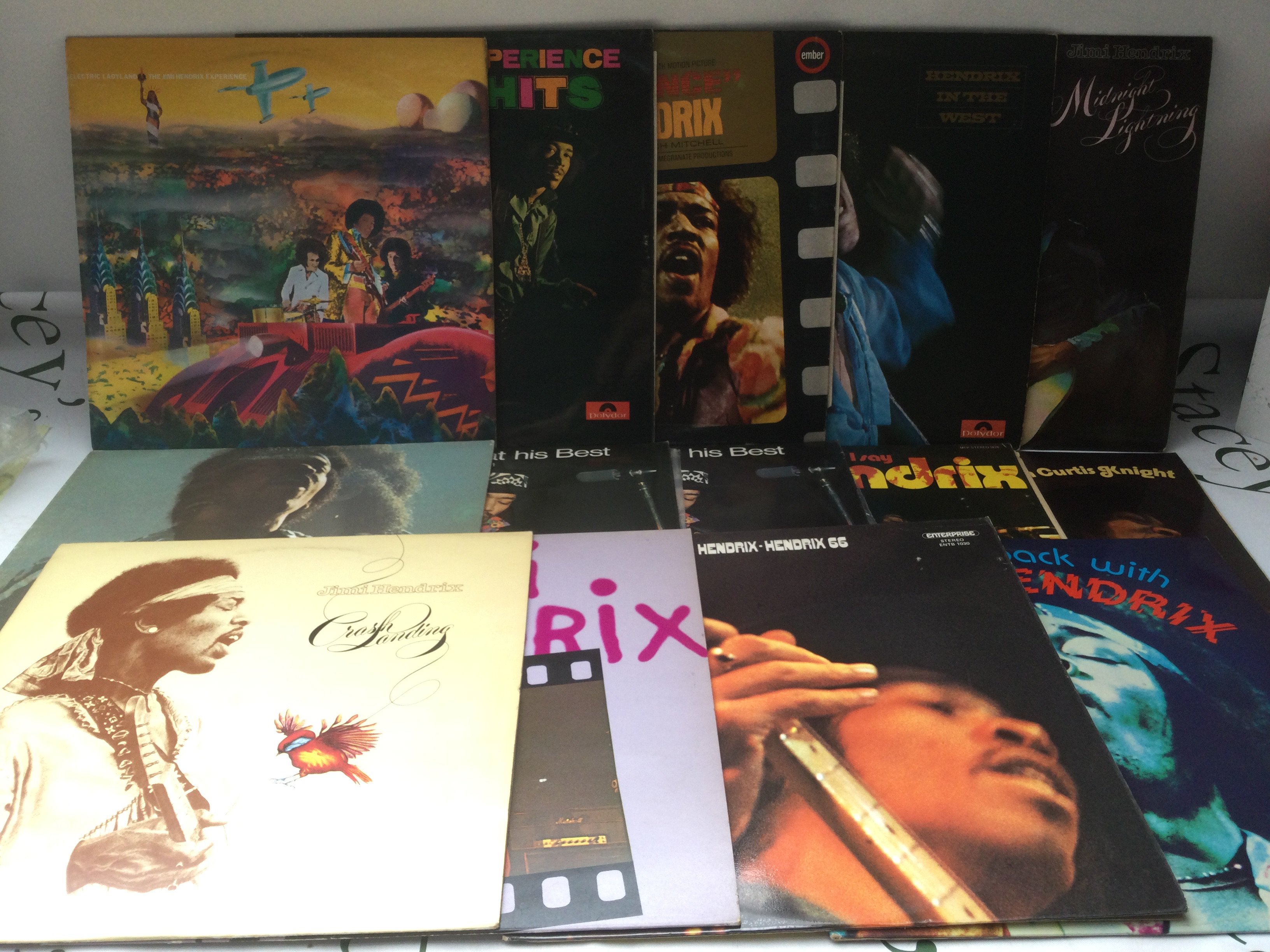 Fourteen Jimi Hendrix LPs comprising Hendrix 66, In The West, Crash Landing and others.
