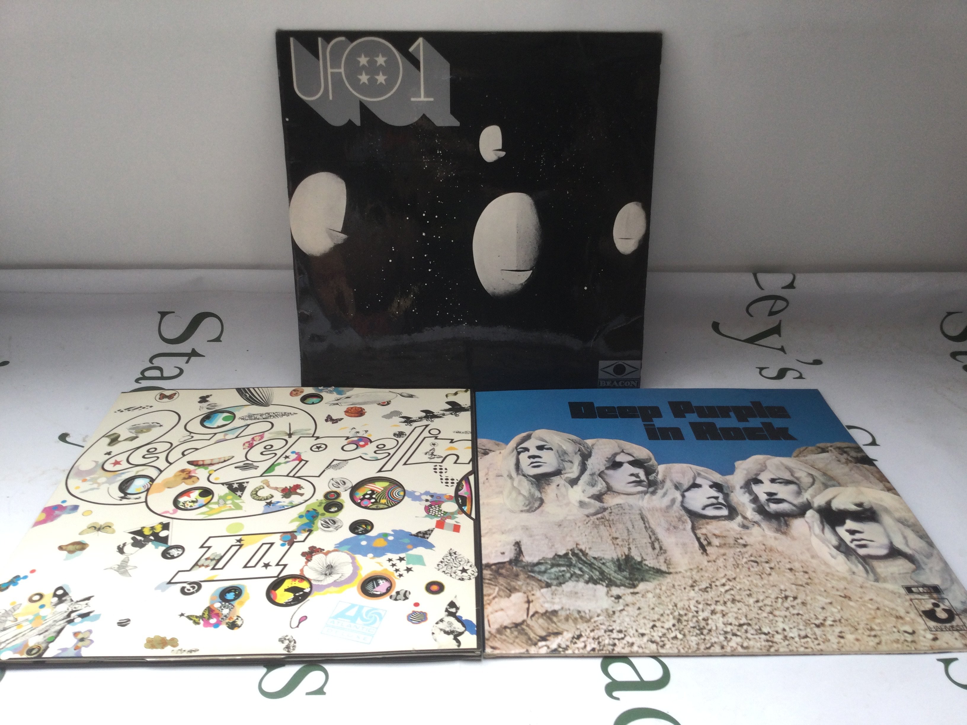 Three UK pressings of LPs by Led Zeppelin, Deep Purple and UFO. VG+ to EX.