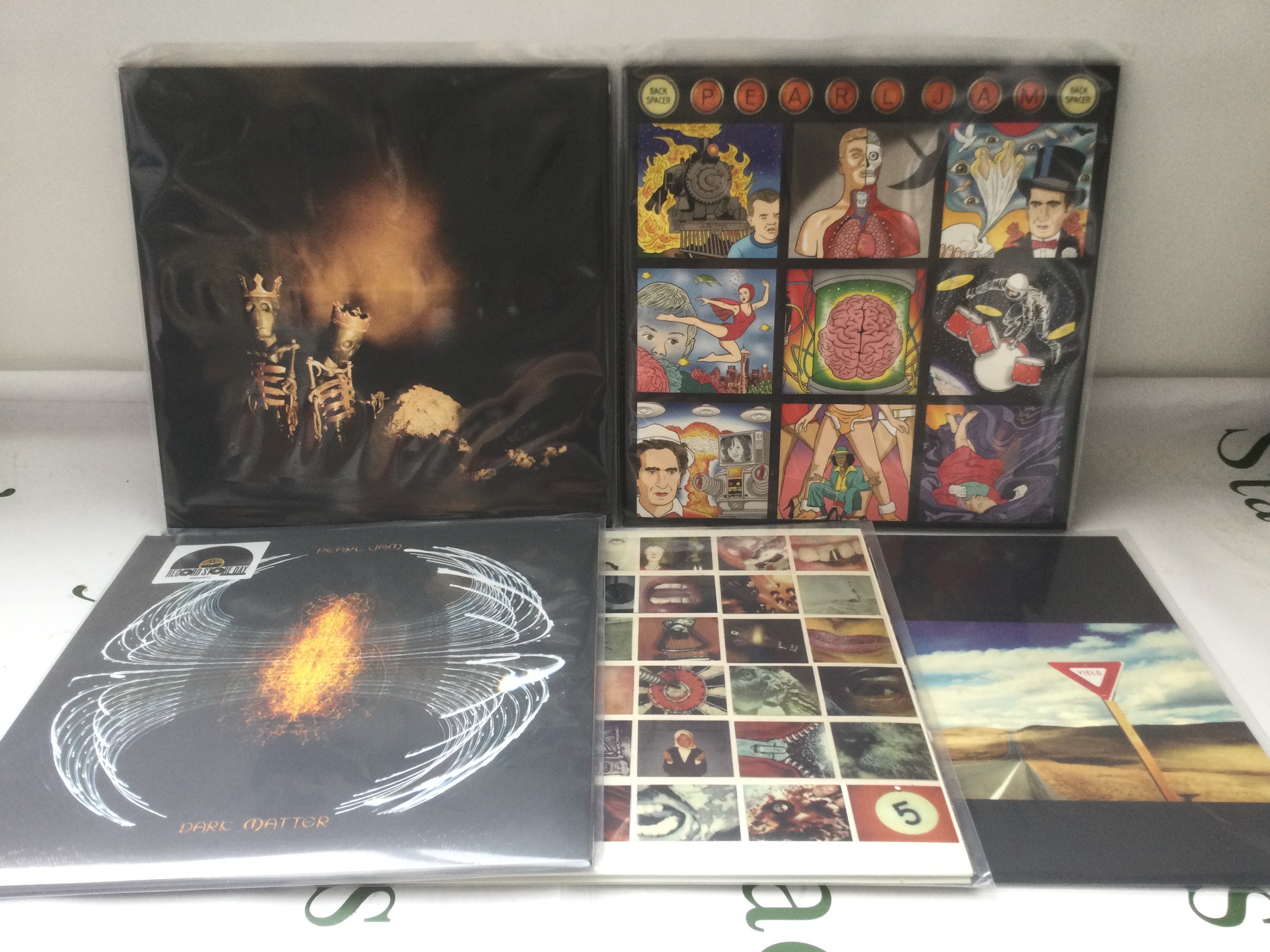 Five Pearl Jam LPs comprising 180g pressings of Dark Matter, Riot Act and others.