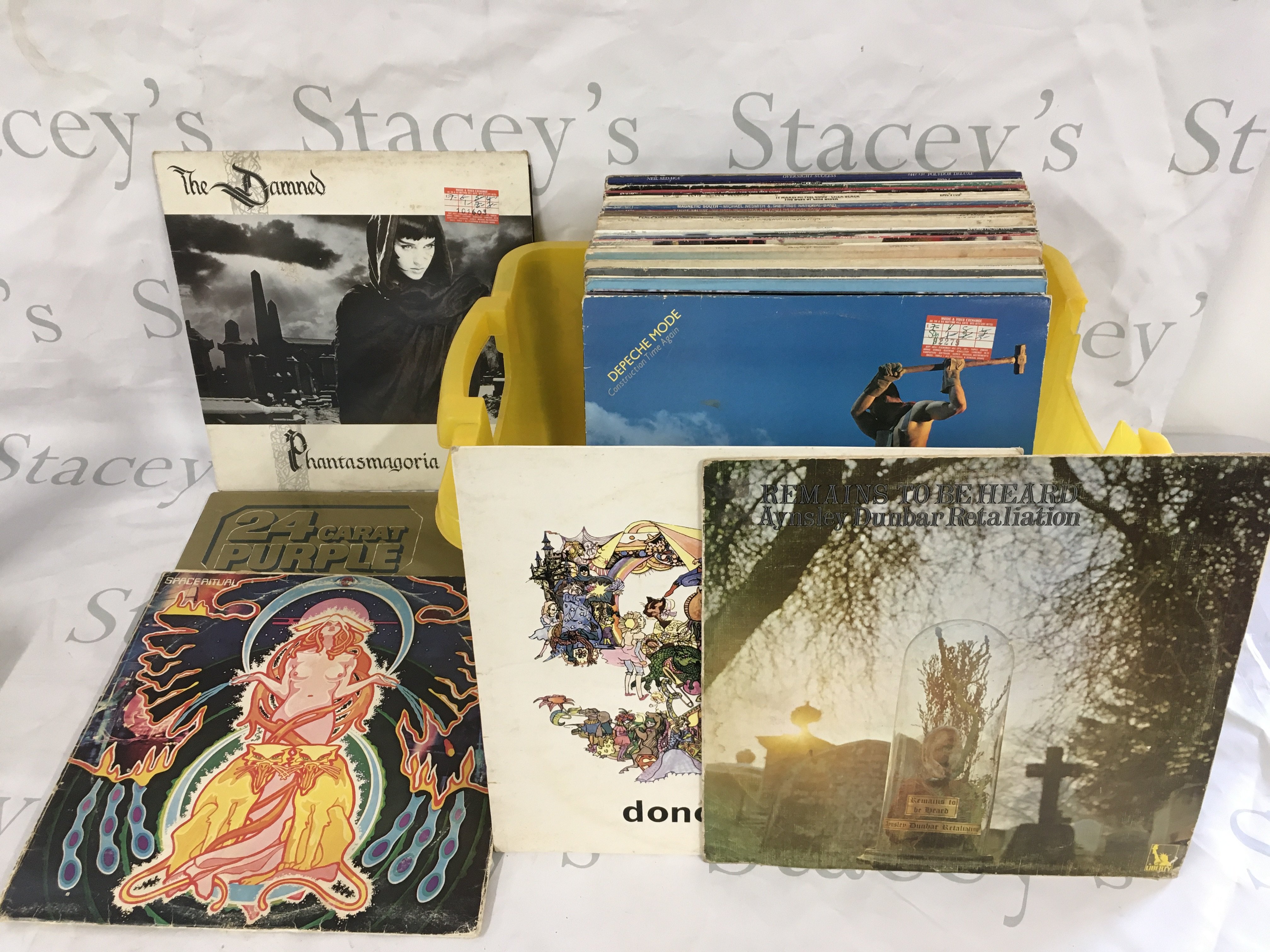 Two boxes of LPs by various artists including The Beatles,