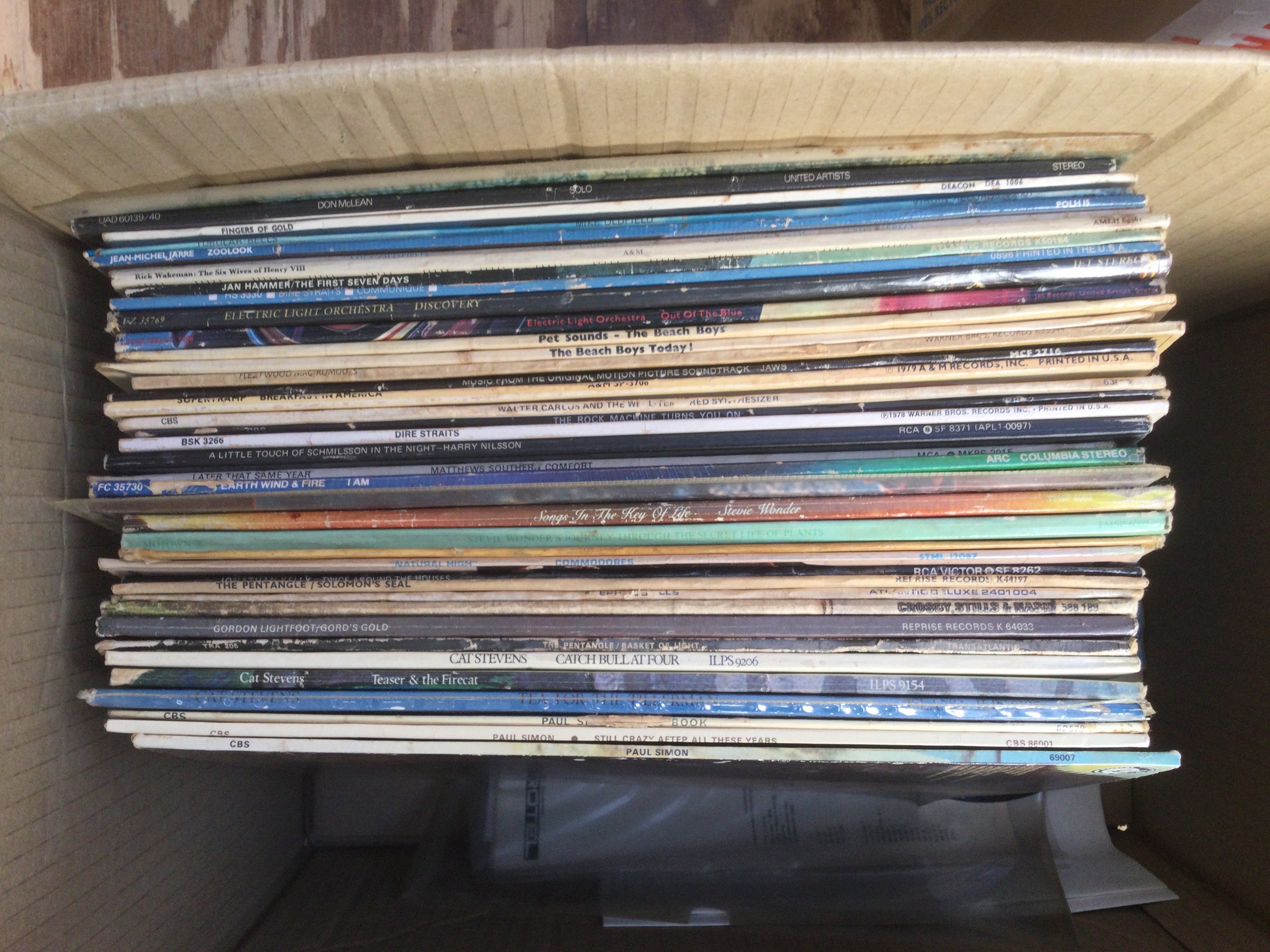 A collection of LPs by various artists including Crosby, Stills & Nash, Pentangle, Cat Stevens and others.