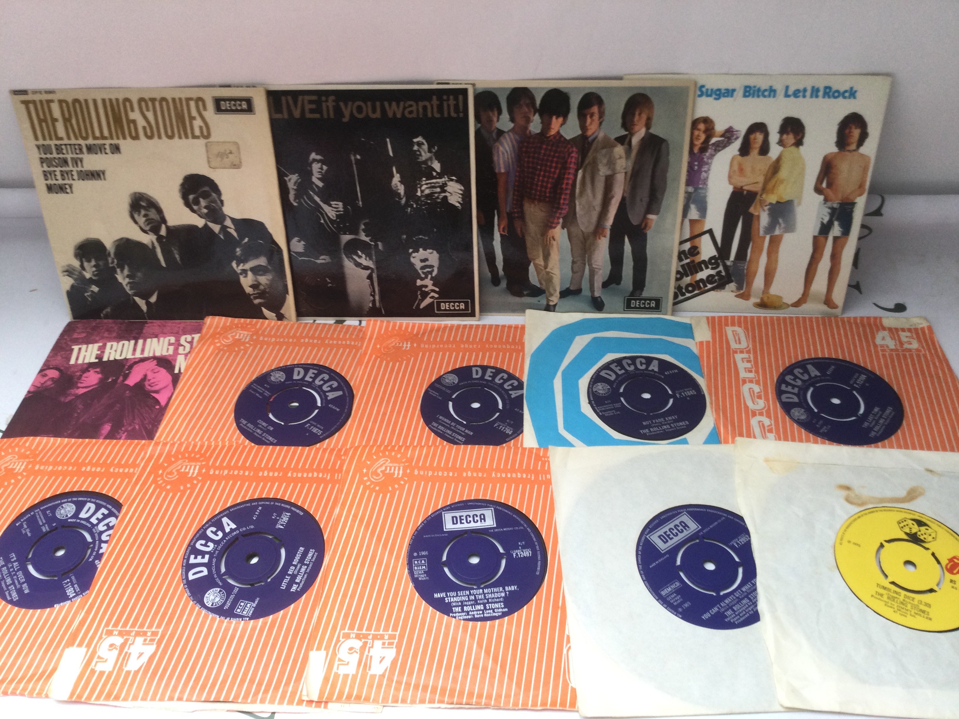 A collection of Rolling Stones and solo 7" singles and EPs.