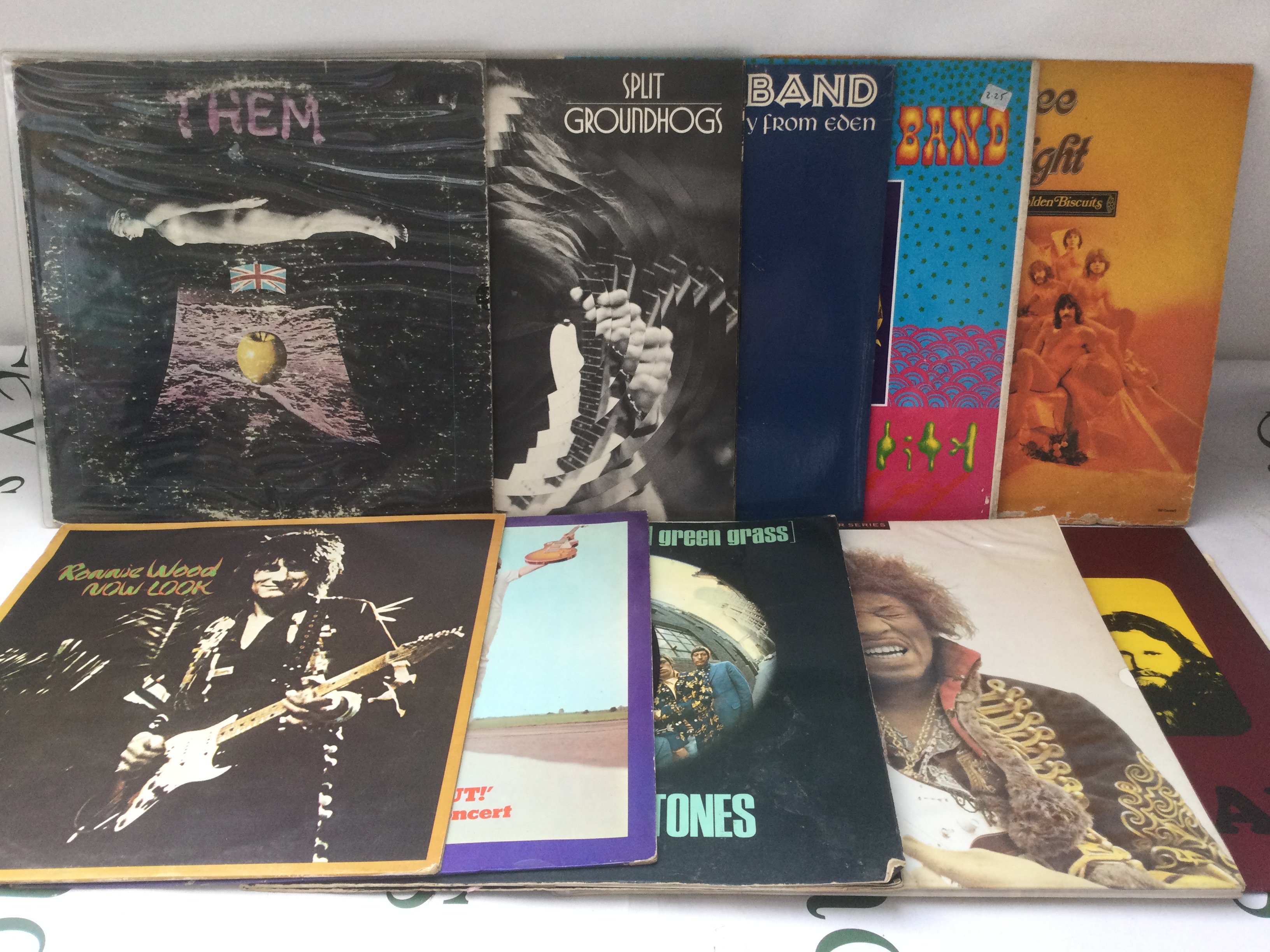 Ten blues rock LPs by various artists including Them, Groundhogs, Rolling Stones and others.
