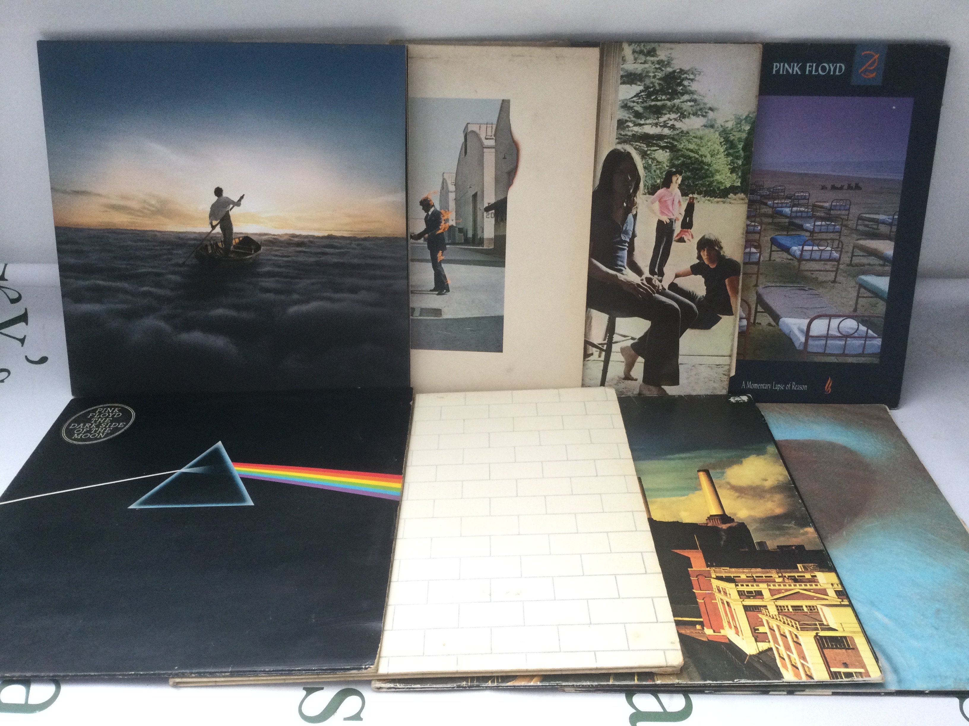 Eight Pink Floyd LPs comprising Wish You Were Here, Endless River, The Wall and others.