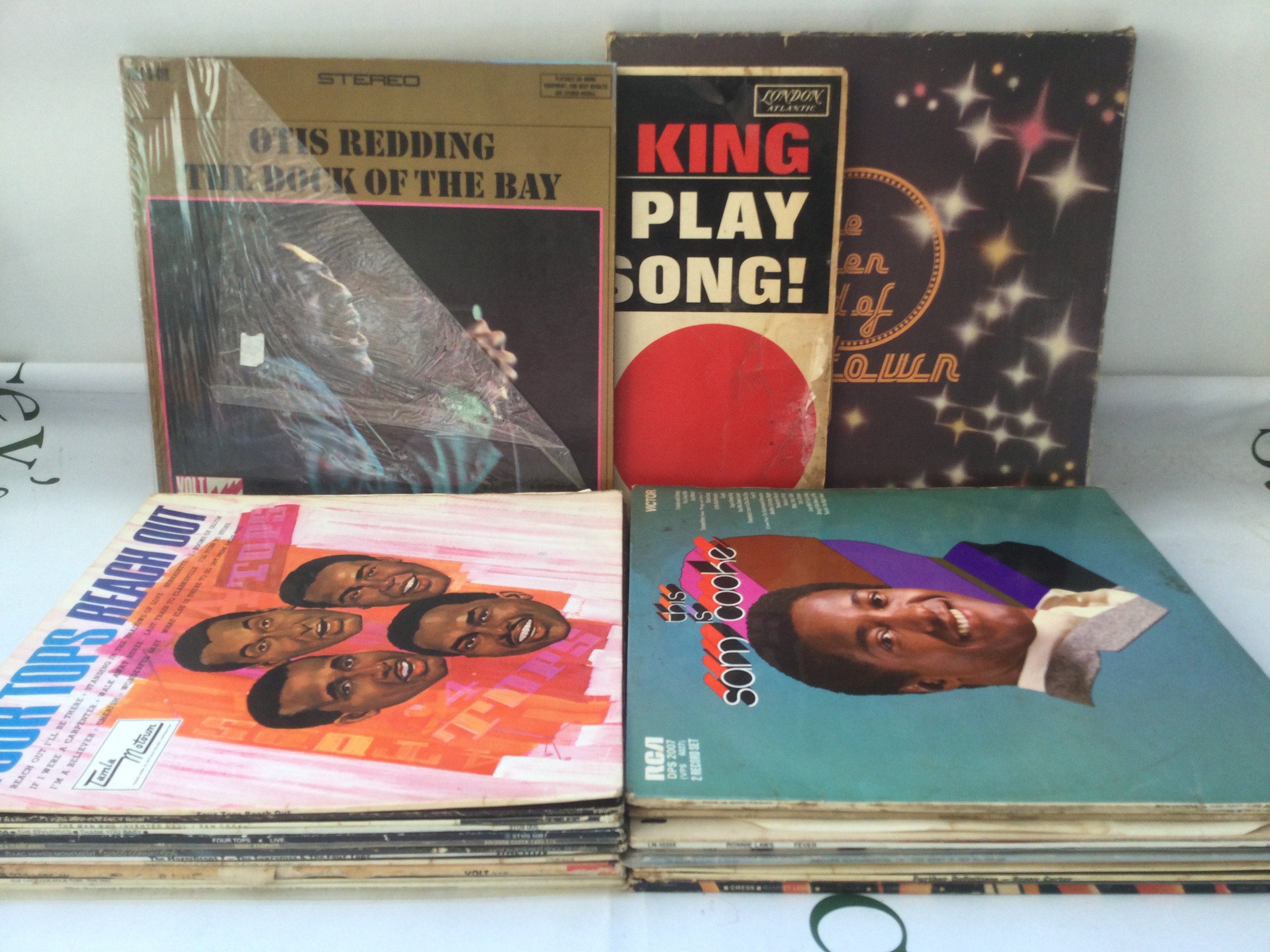 A collection of jazz, soul and Motown LPs by various artists including Ramsey Lewis, Otis Redding, Ben E King and others.
