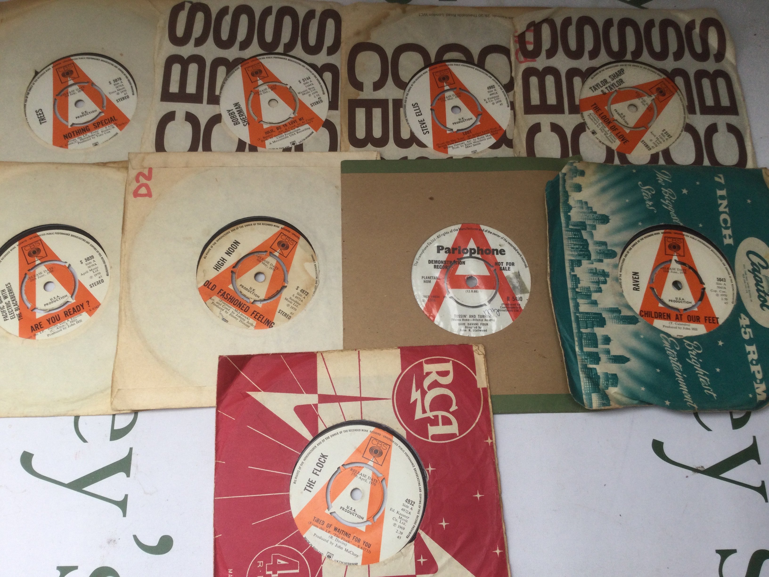 Nine promo discs by various artists including Trees, Dave Davani Four, Steve Ellis and others.