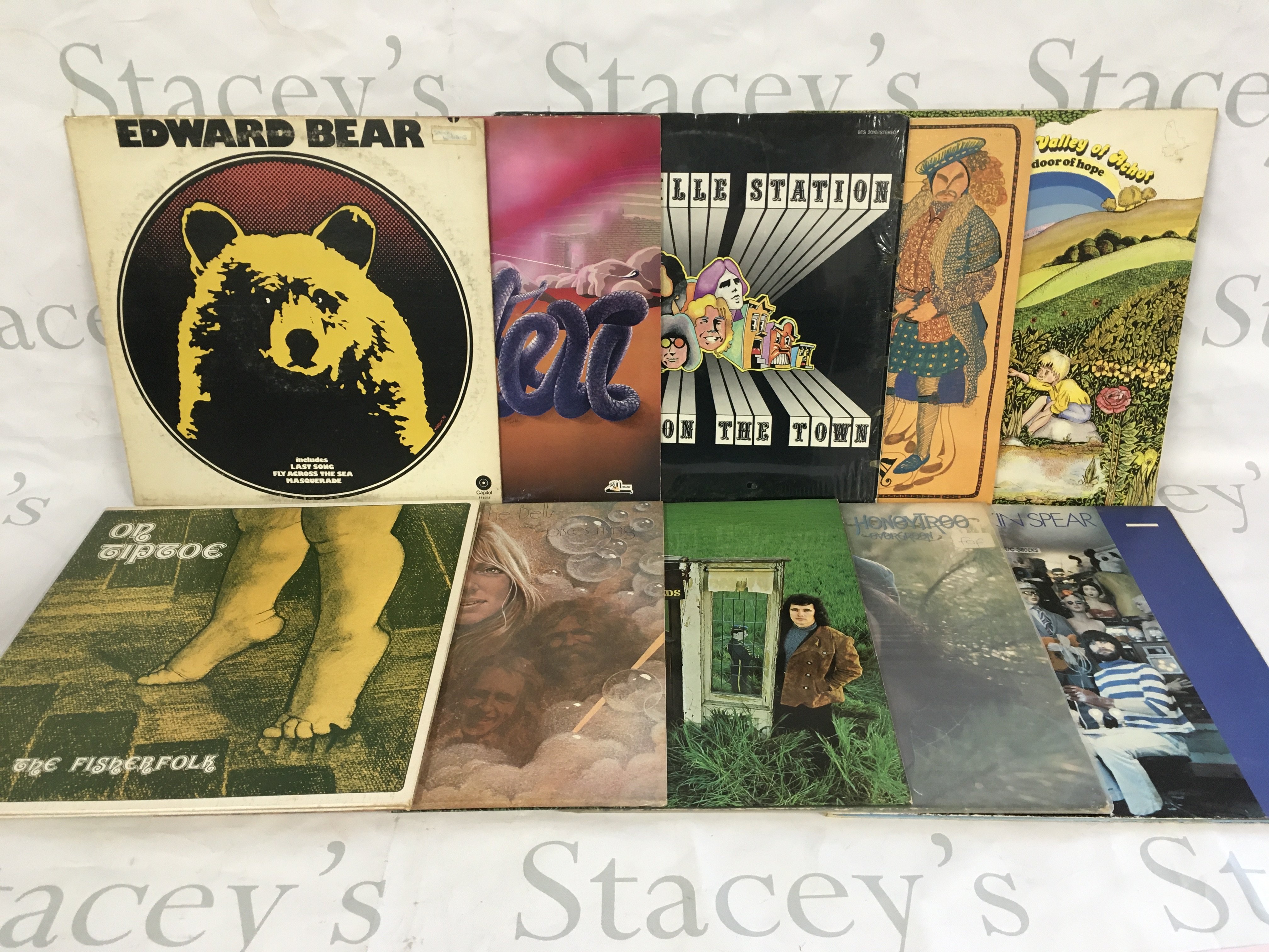 Ten rock and folk rock LPs by various artists including Edward Bear, Brownsville Station, David McWilliams and others.