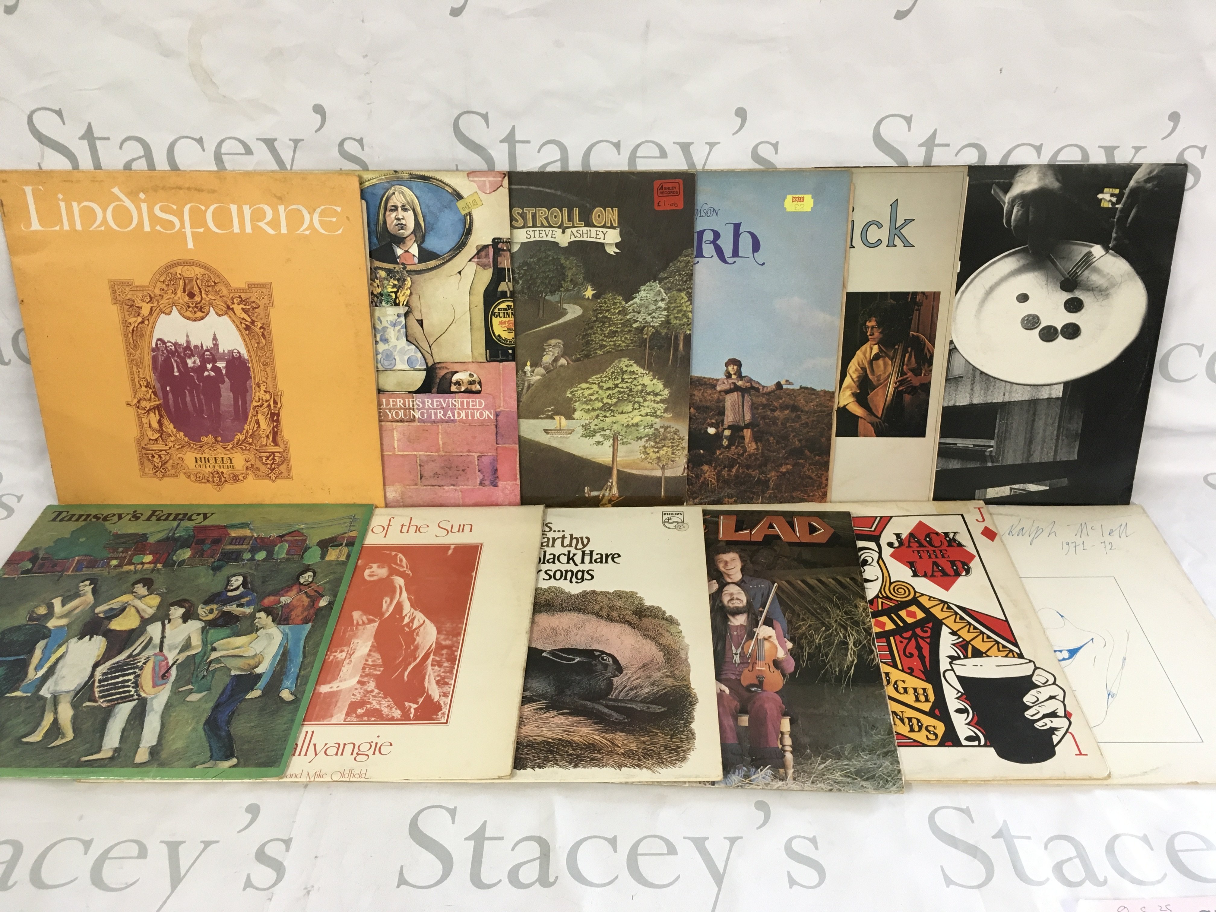 Two bags containing 25 folk rock LPs by various artists including Martin Carthy, Steve Ashley and others.