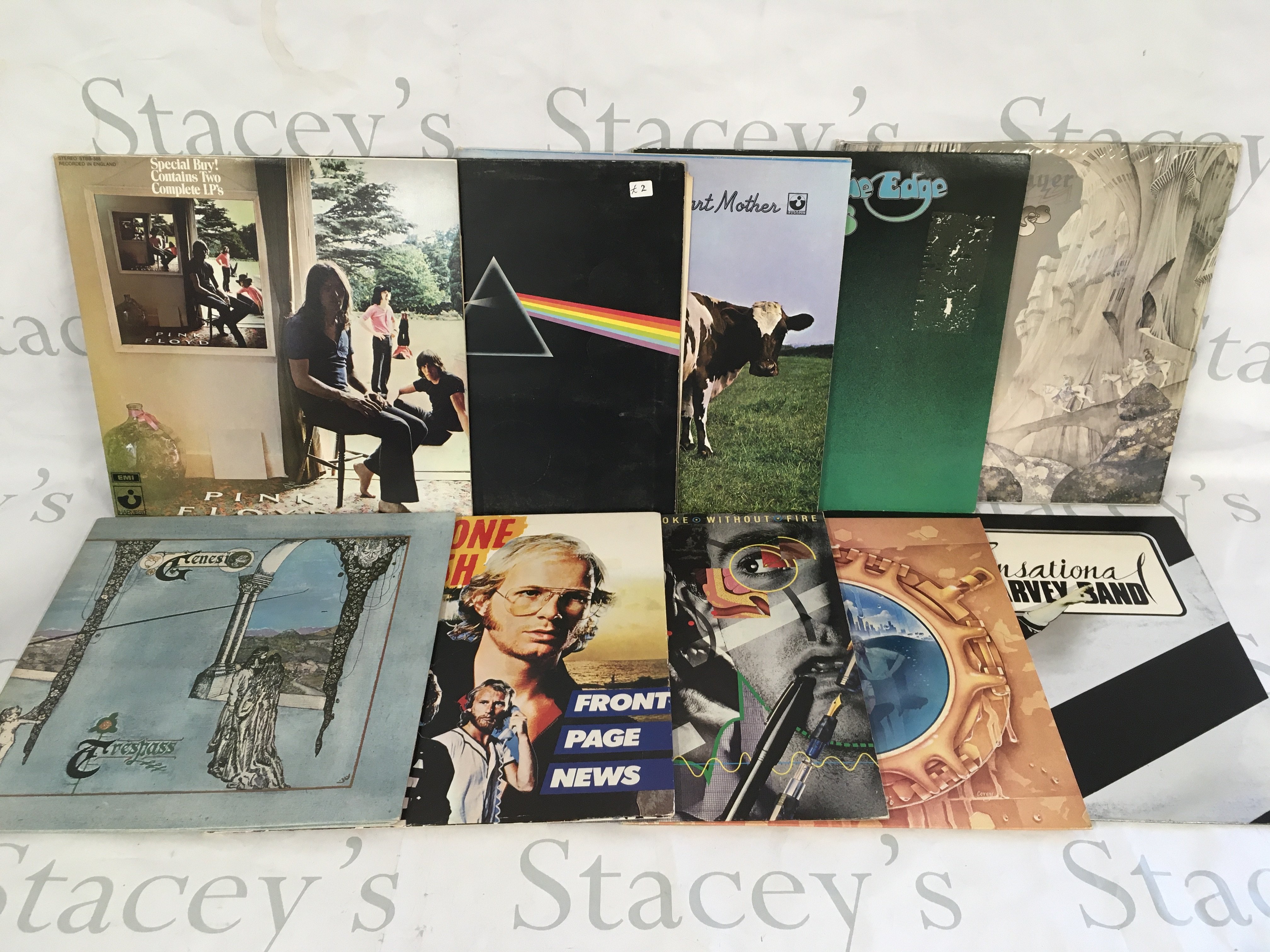 Ten prog rock LPs by various artists including Pink Floyd, Wishbone Ash, Genesis and others. Includes some Canadian pressings.