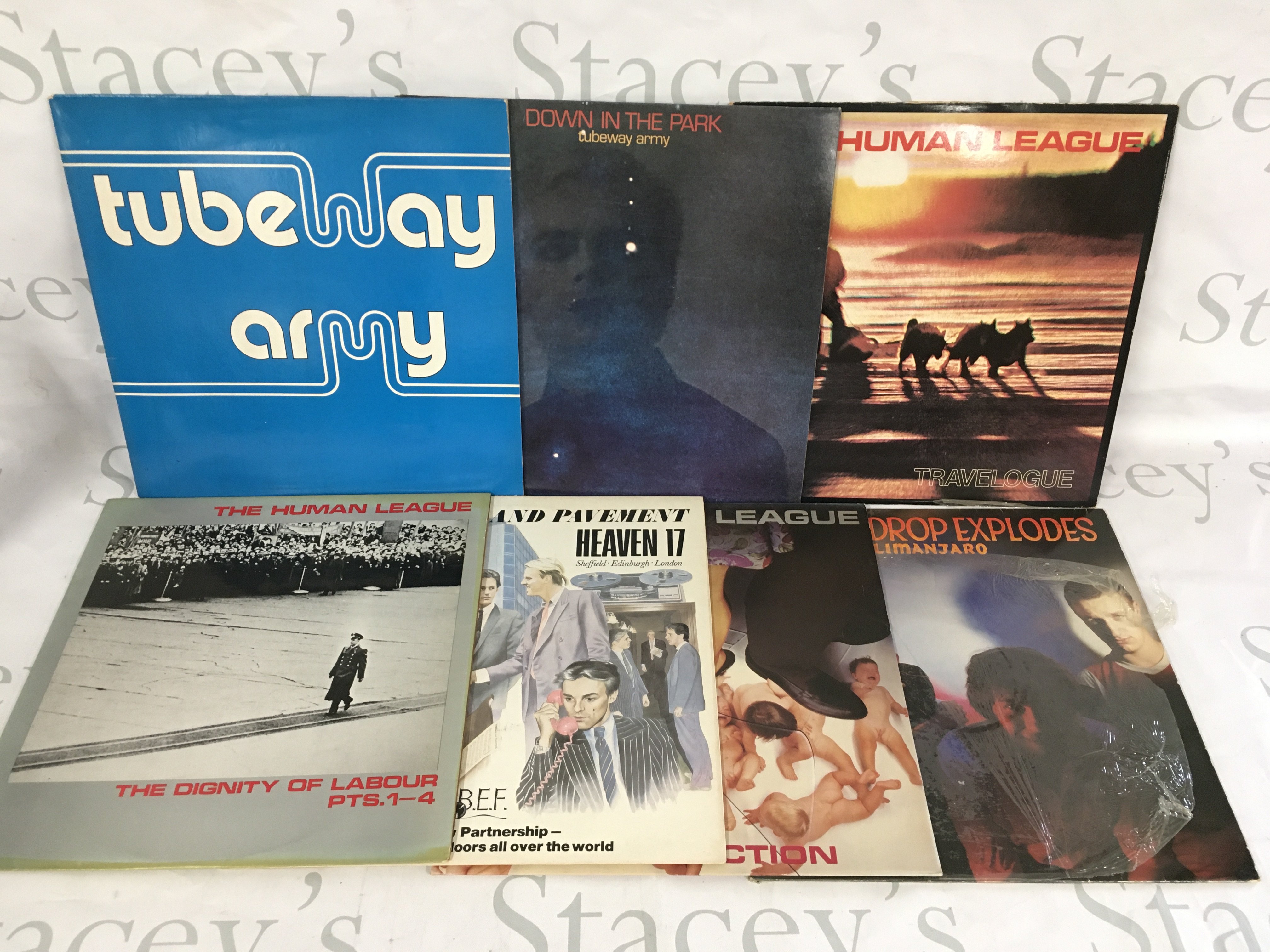 Nineteen new wave and electro LPs and 12" singles by various artists including Tubeway Army, The Human League, Simple Minds and others.