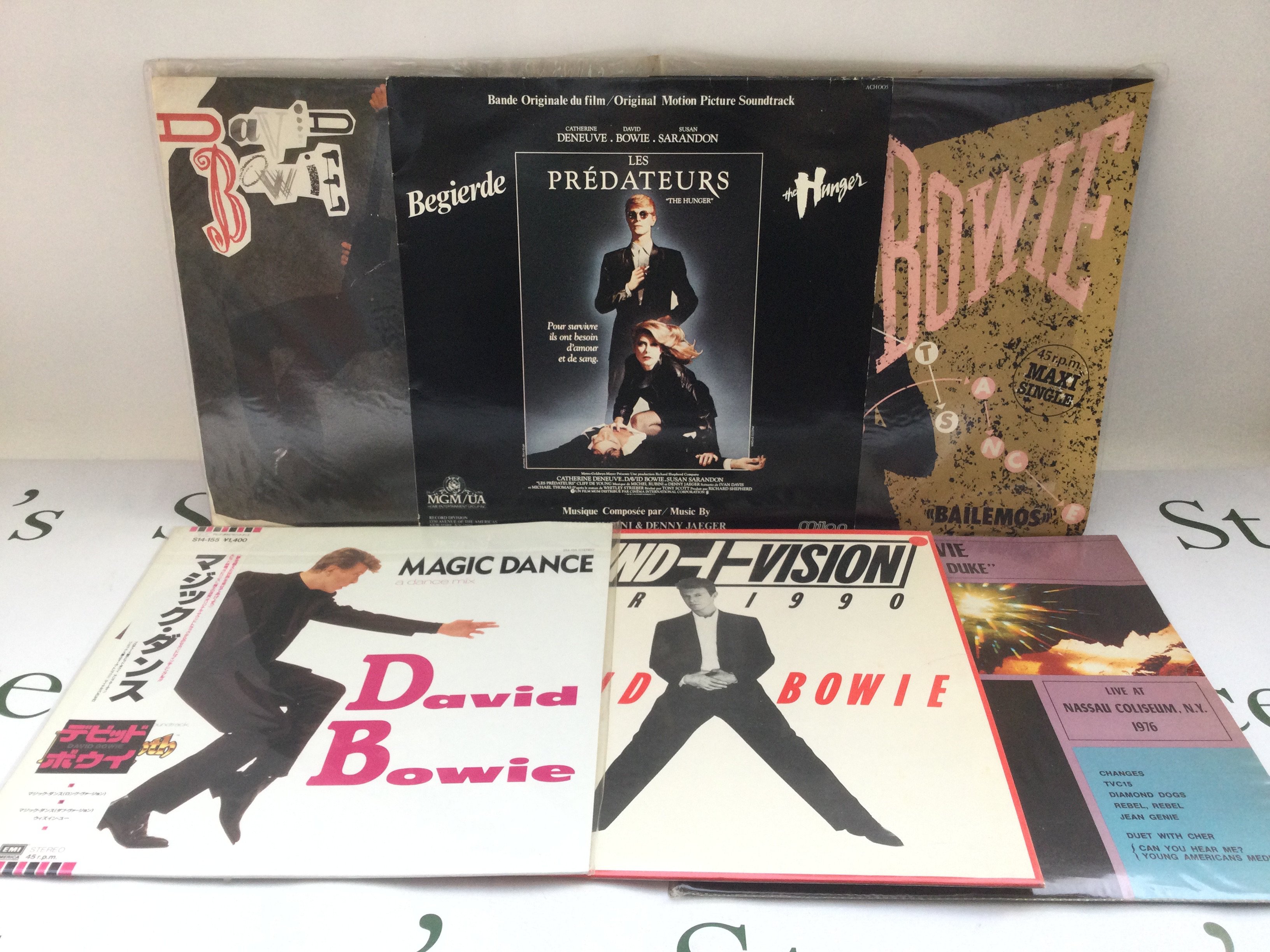 Eleven David Bowie LPs and 12" singles comprising foreign pressings including a Japanese 'Bowie', a Spanish 'Hunky Dory' and others.